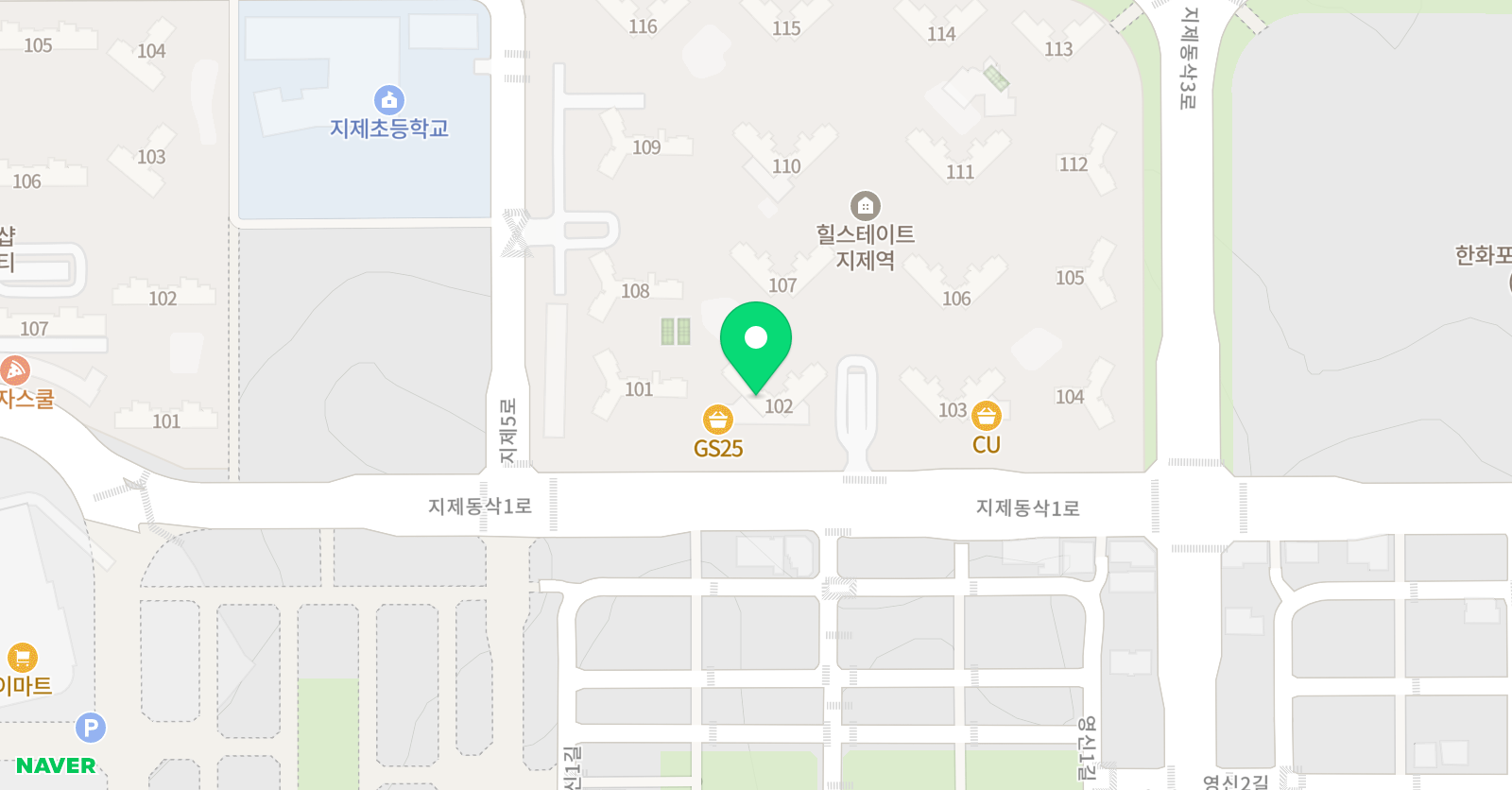 3030 영어학원 힐스테이트지제역센터 위치