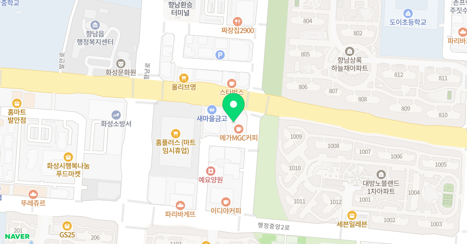 아소비큐미르 향남중앙센터 위치