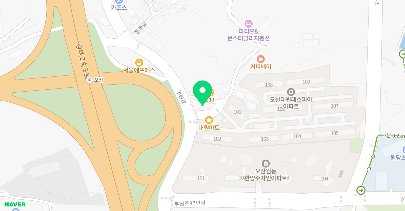 3030 영어 오산원당러닝센터 위치