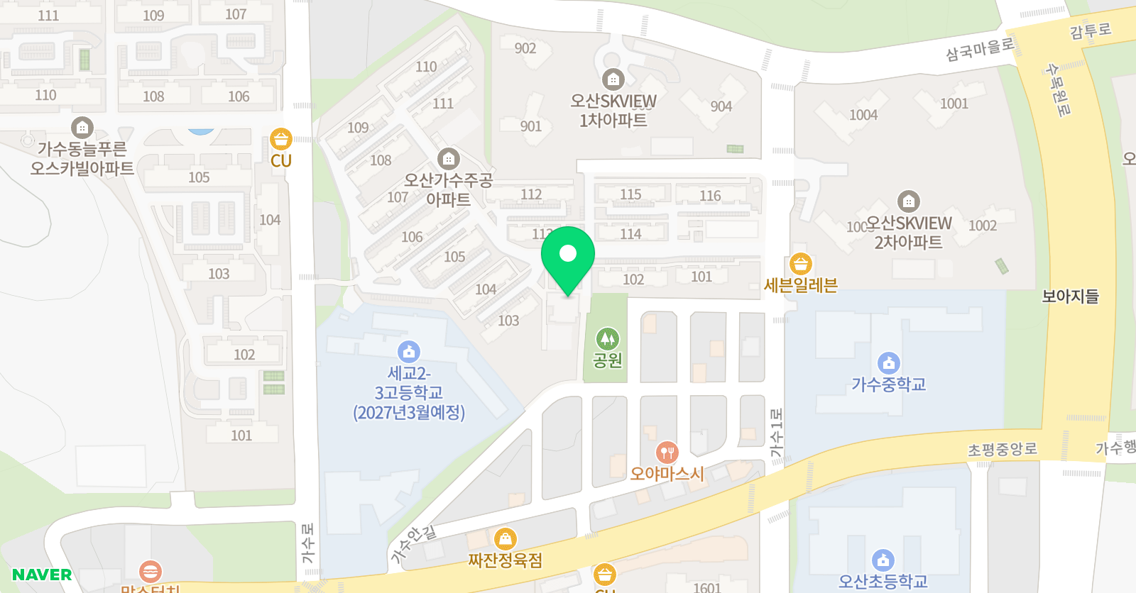 기탄 사고력교실 오산초평JC 학원 위치
