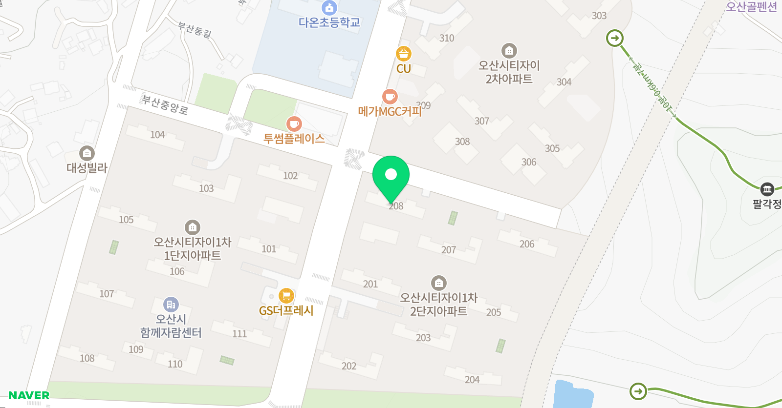 아소비 오산 시티자이2단지점 위치
