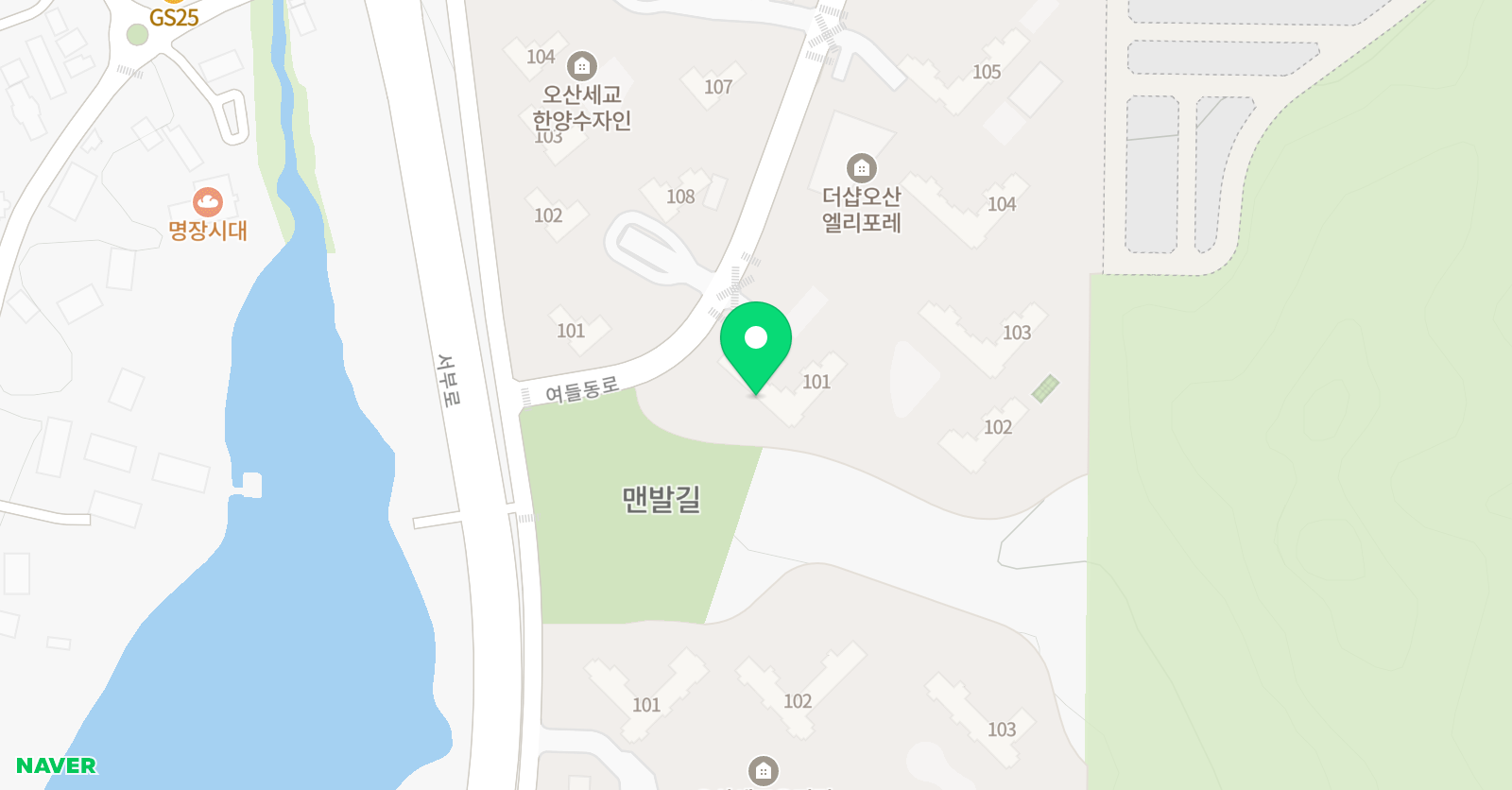 뮤엠영어 오산더샵엘리포레NEST 위치