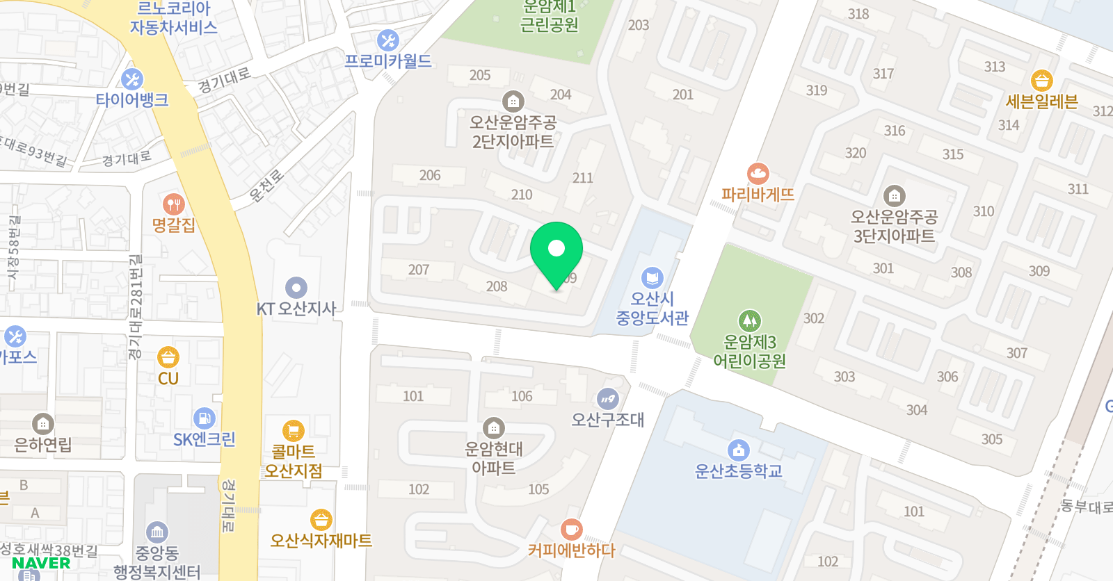 아소비 오산운암2단지점 위치