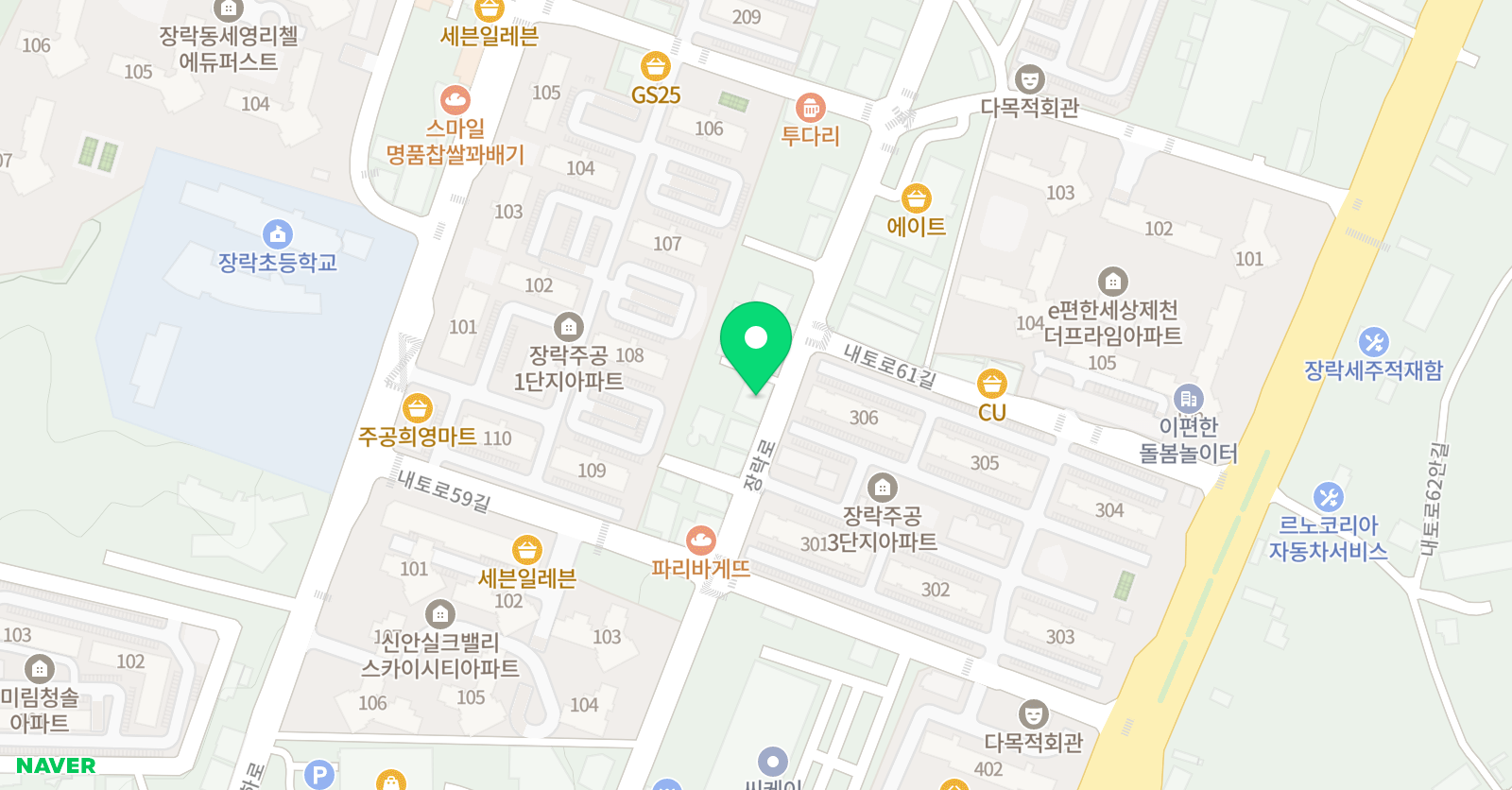 장락예스유캔 학원 위치