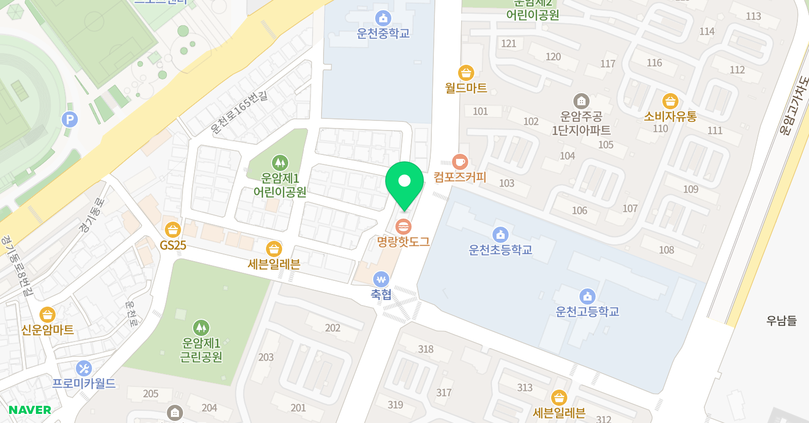 프라임네스트 운천학원 위치