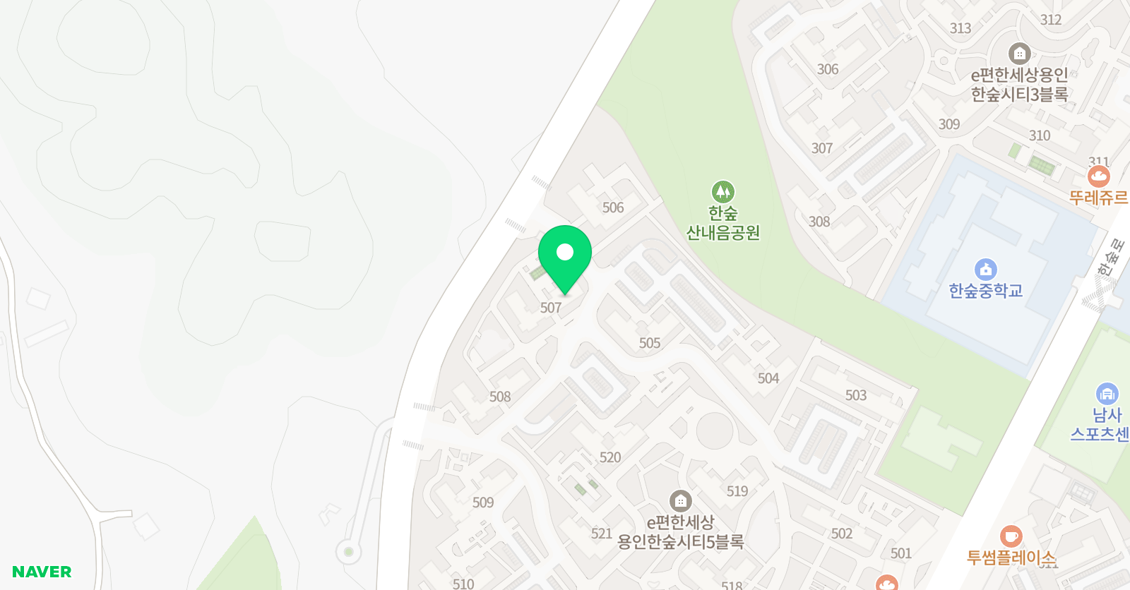 아소비 용인한숲5단지507동점 위치