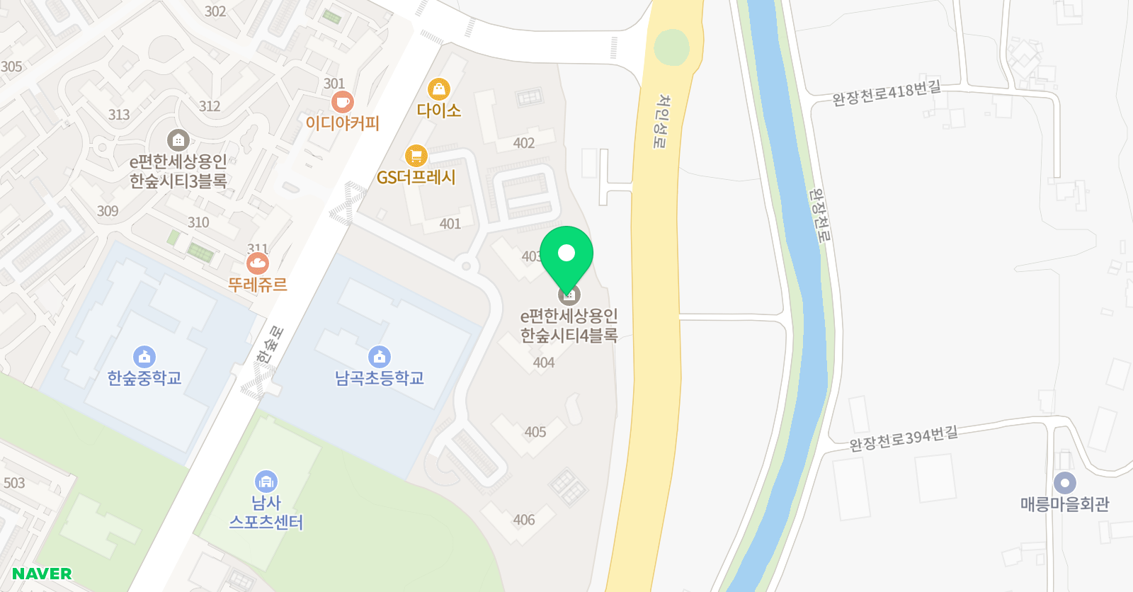 아트앤하트 용인남사한숲시티e편한세상4단지점 위치