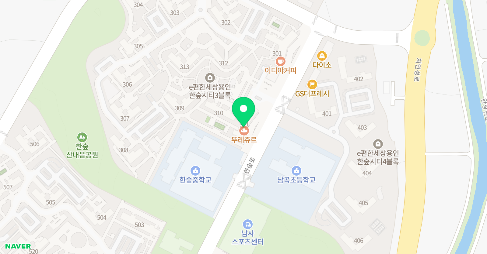 튼튼 영어마스터클럽 용인한숲시티 위치