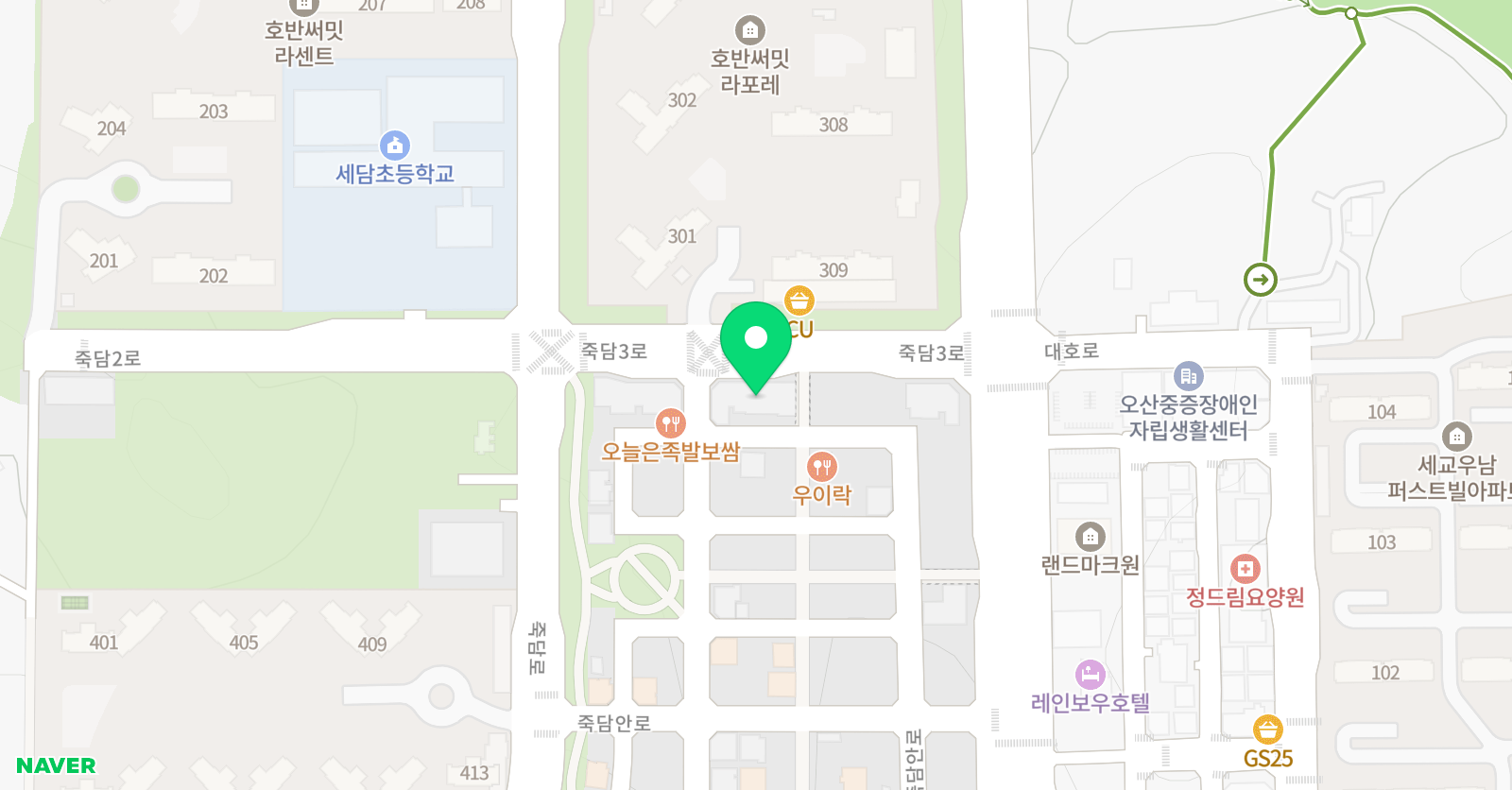 뮤엠영어 세담학원 위치