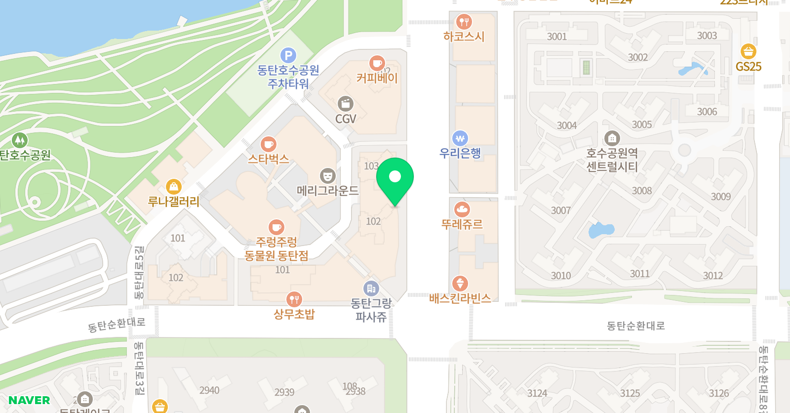 오르다샘앤클래스 동탄호수학원 위치