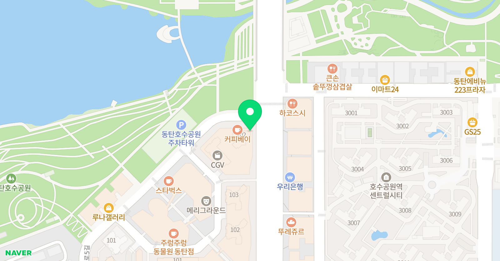 동탄호수공원클로버 미술학원 위치
