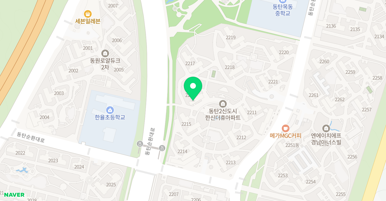 뮤엠 영어 2동탄한신더휴NEST 위치