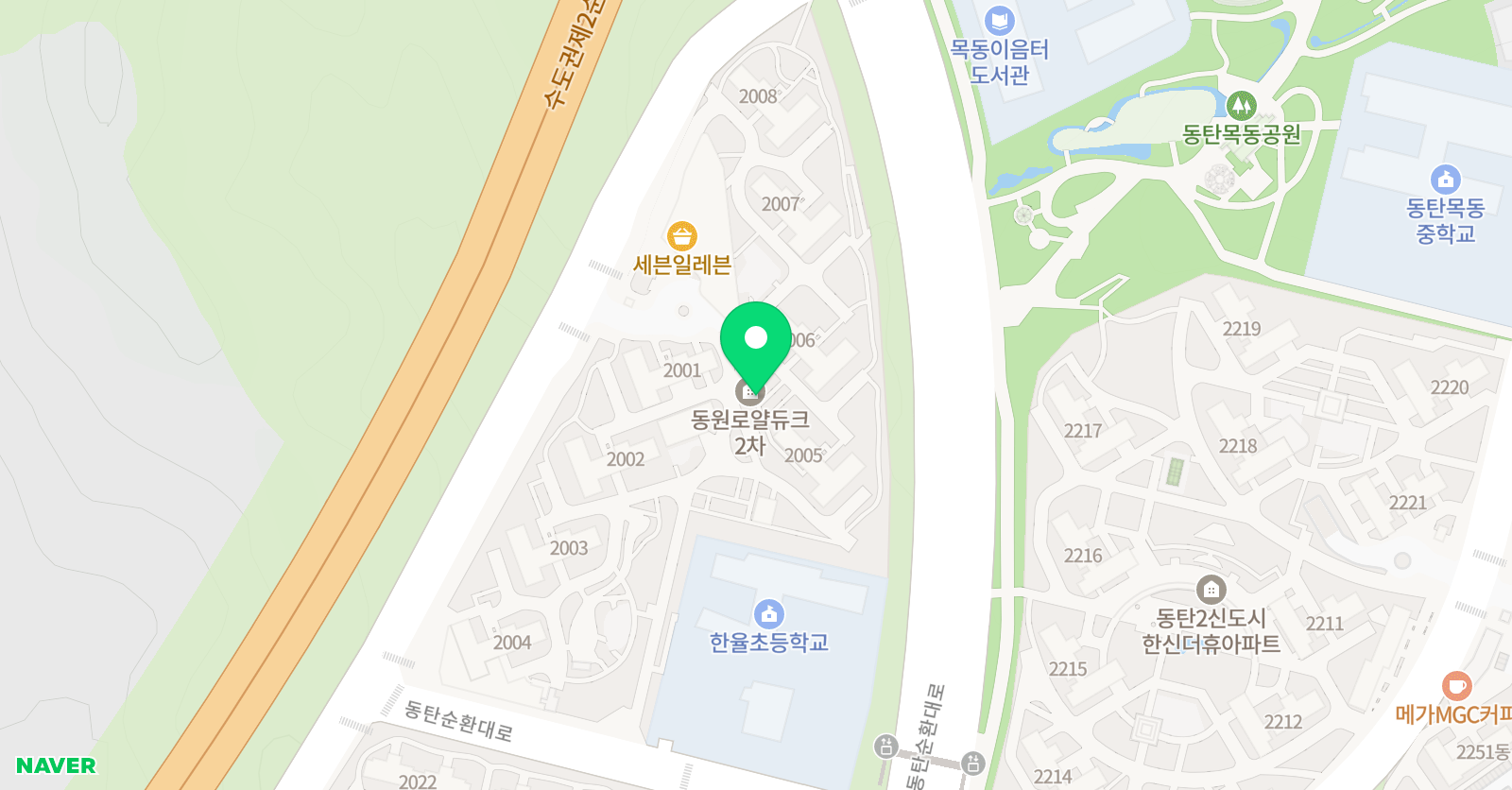 딱풀리는 수학&우아공 학원 동탄동원2차점 위치