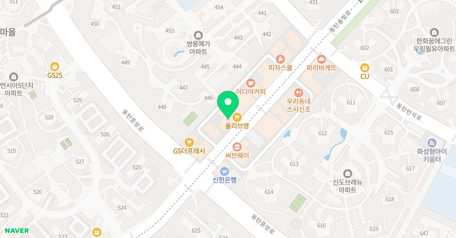 동탄 솔빛아카블 독서논술토론학원 위치
