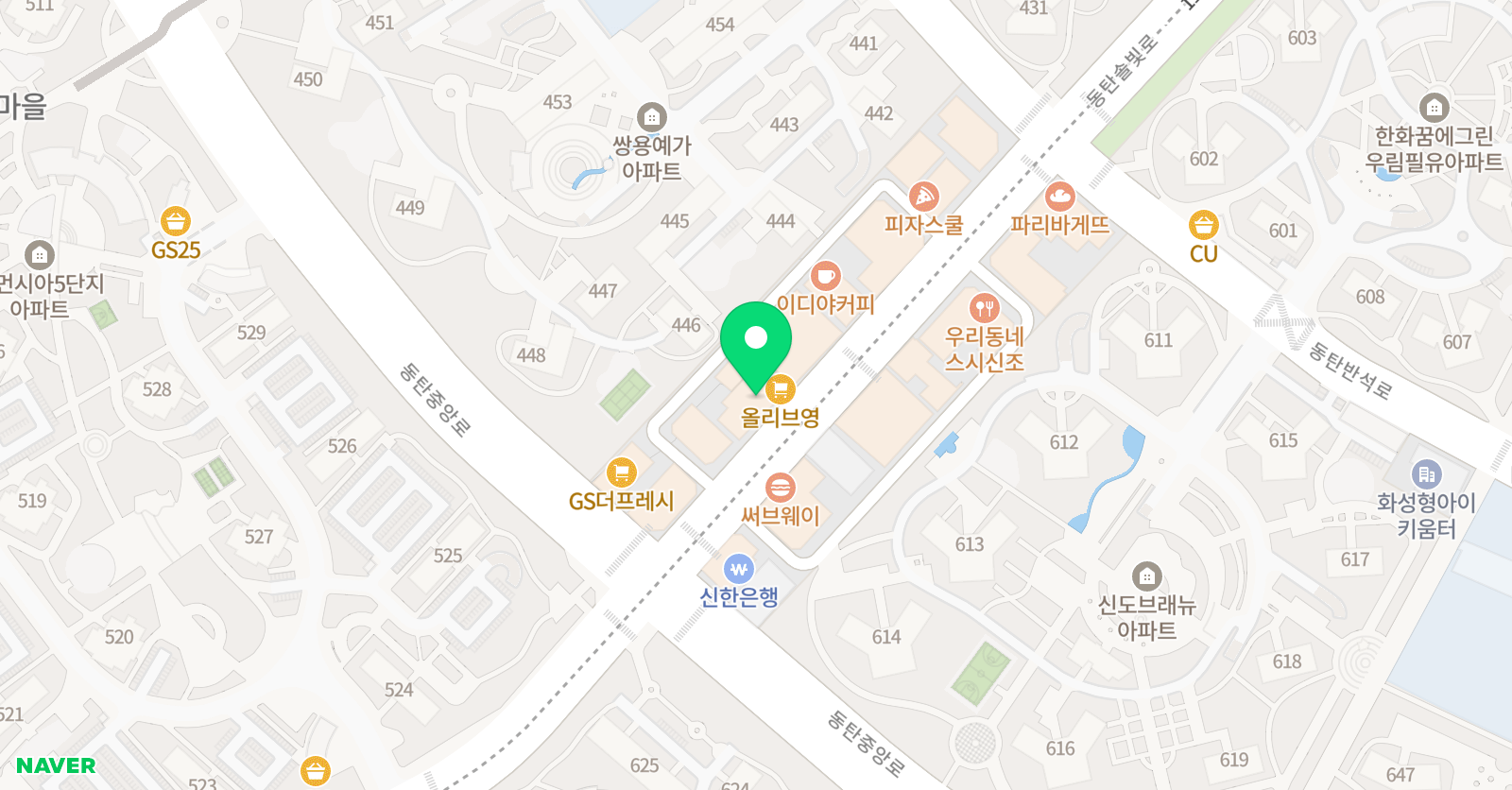 동탄용인대백호 태권도 위치