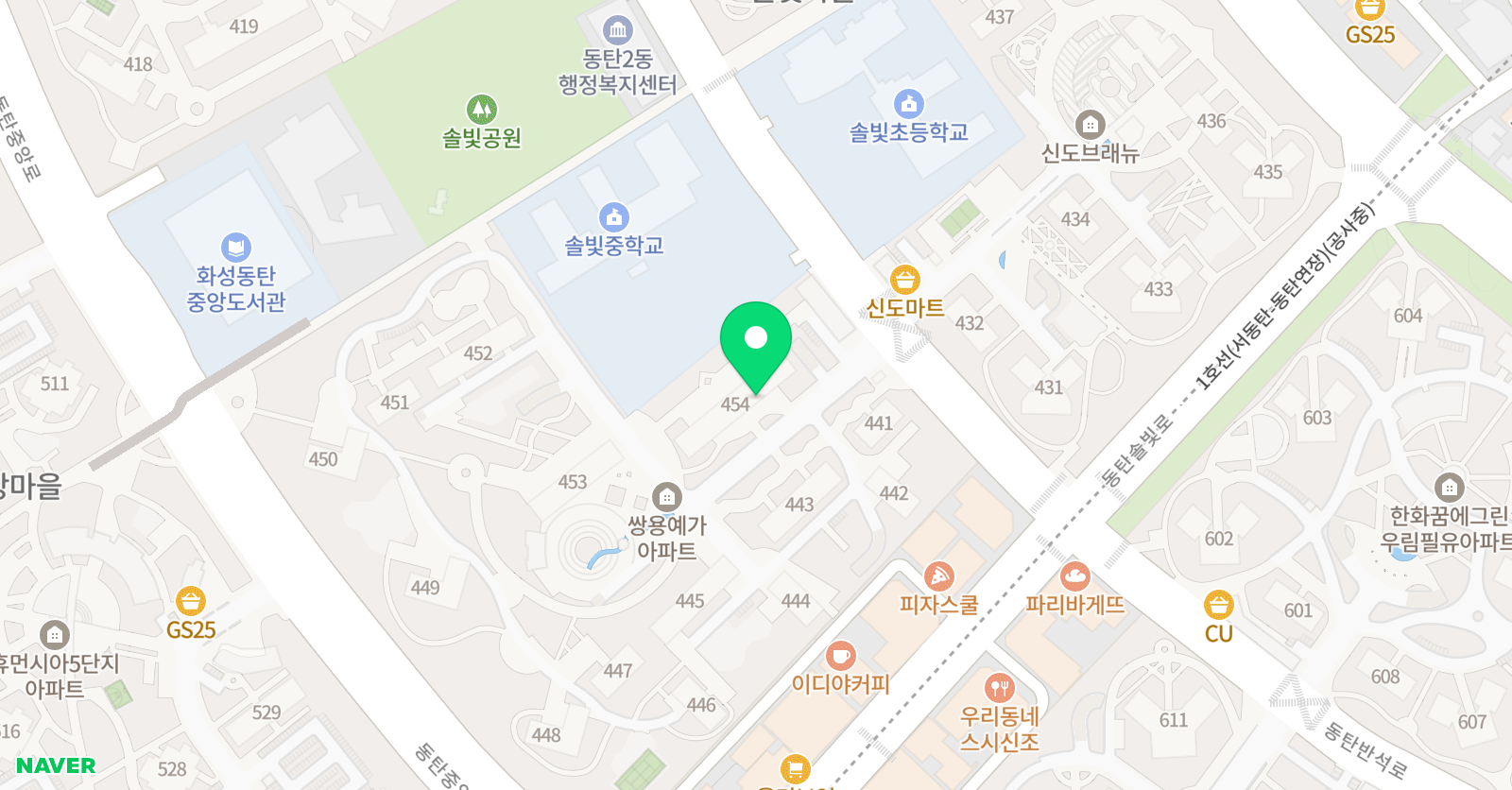 아소비 동탄솔빛쌍용점 위치