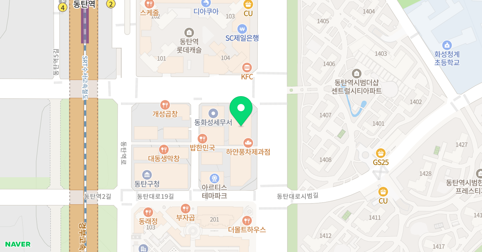 미디시티 실용음악학원 동탄점 위치