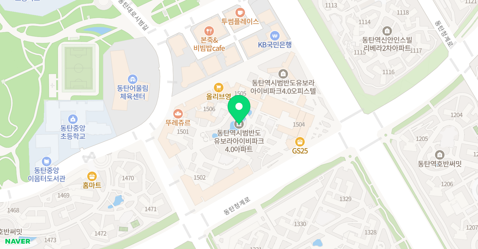 오르다샘앤클래스 동탄청계 학원 위치