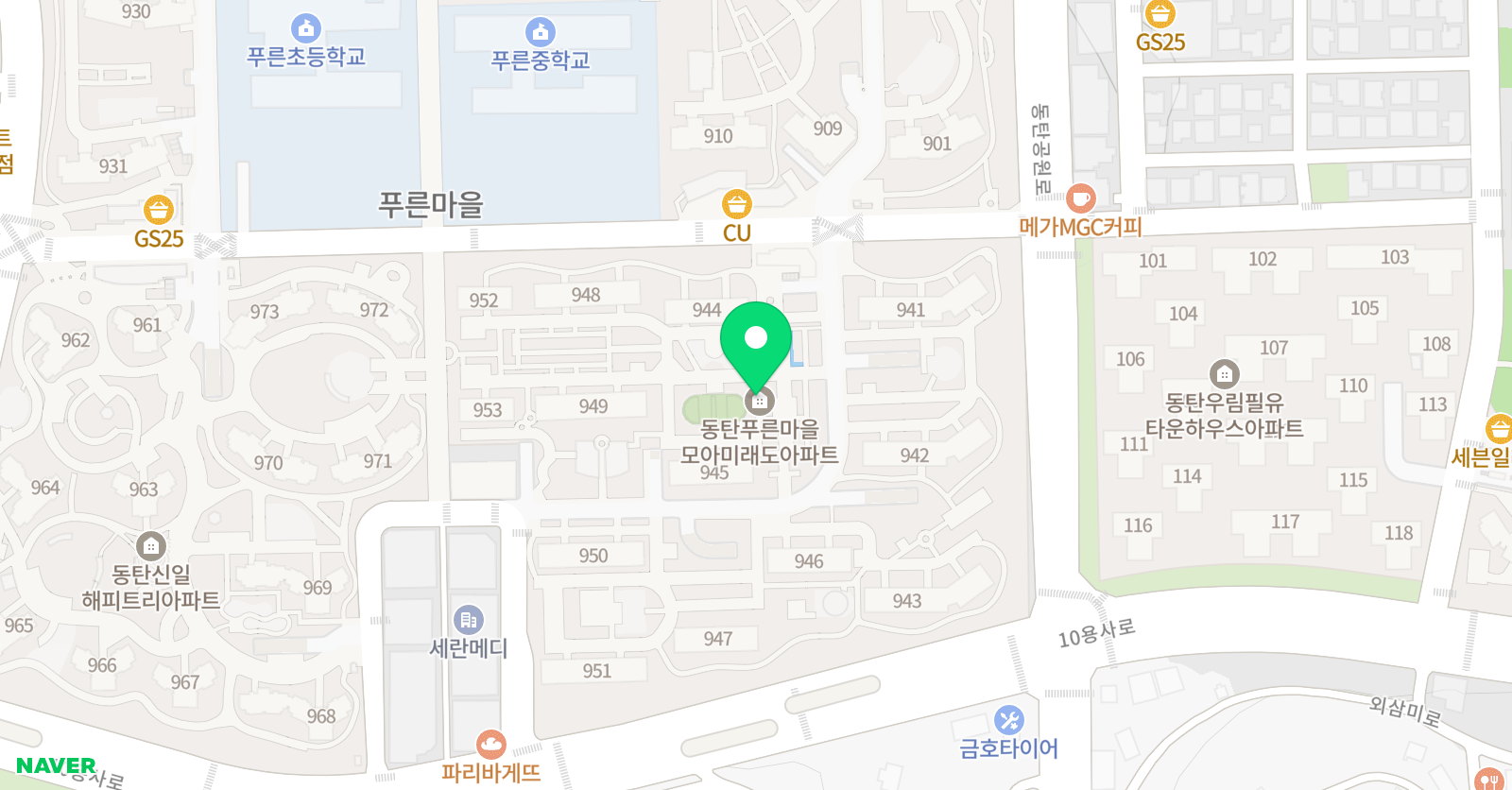 아소비큐미르 동탄능동학원 위치