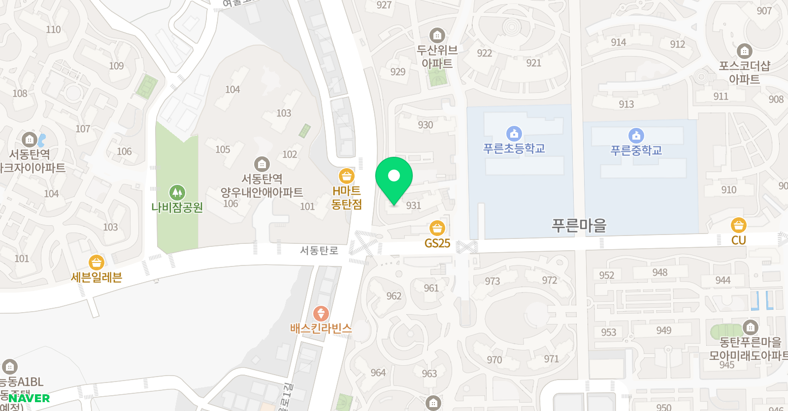 한우리 독서토론논술 푸른마을두산위브홈클럽 위치