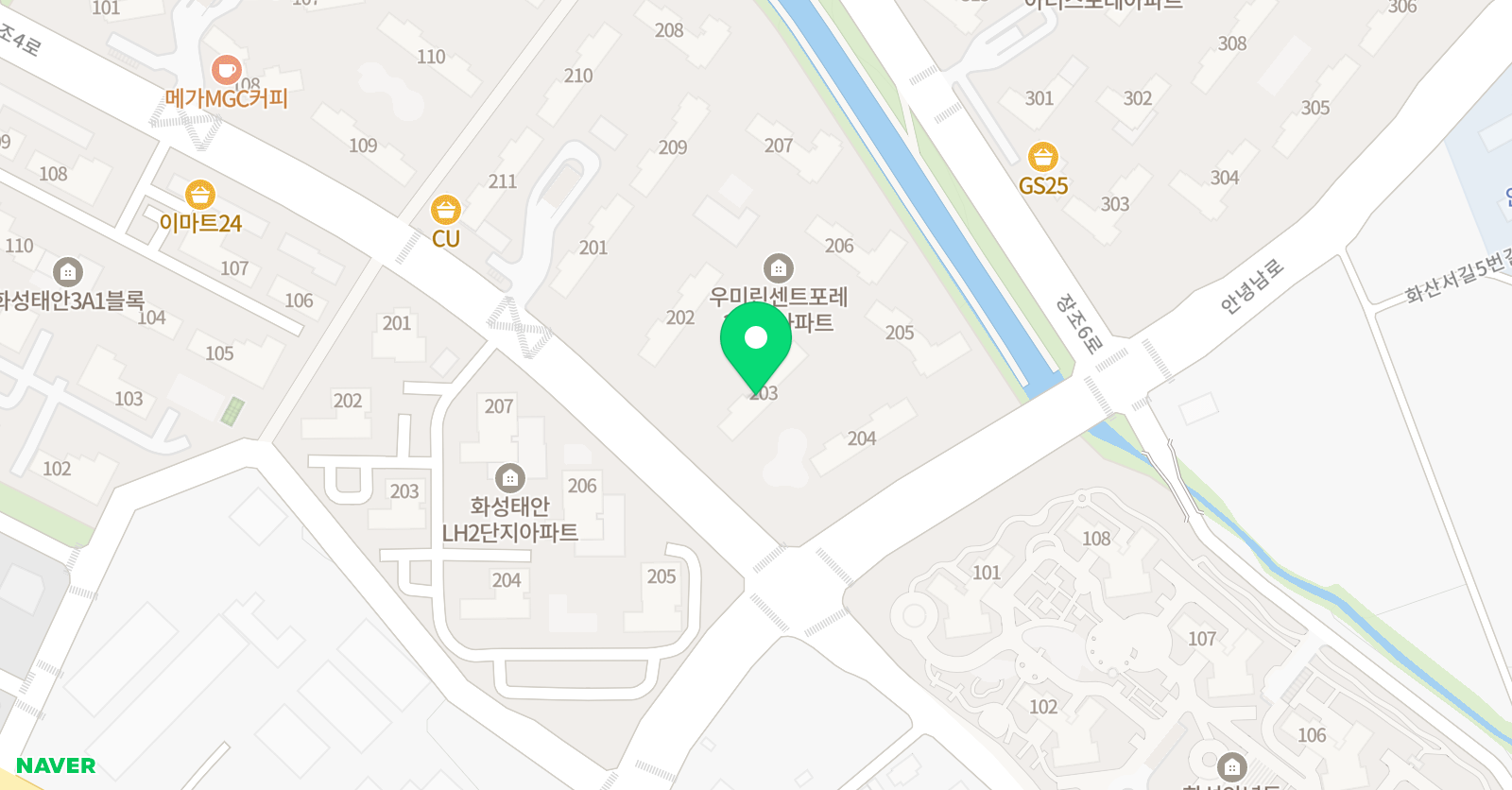 스마트해법 수학학원 우미린센트포레점 위치