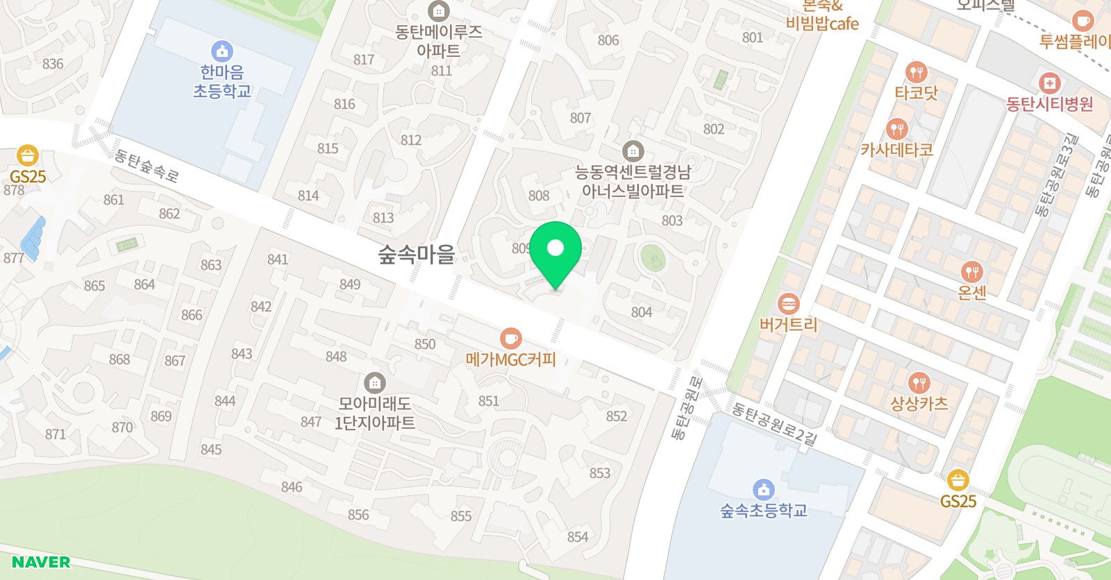 뮤엠 영어학원 동탄숲속마을점 위치