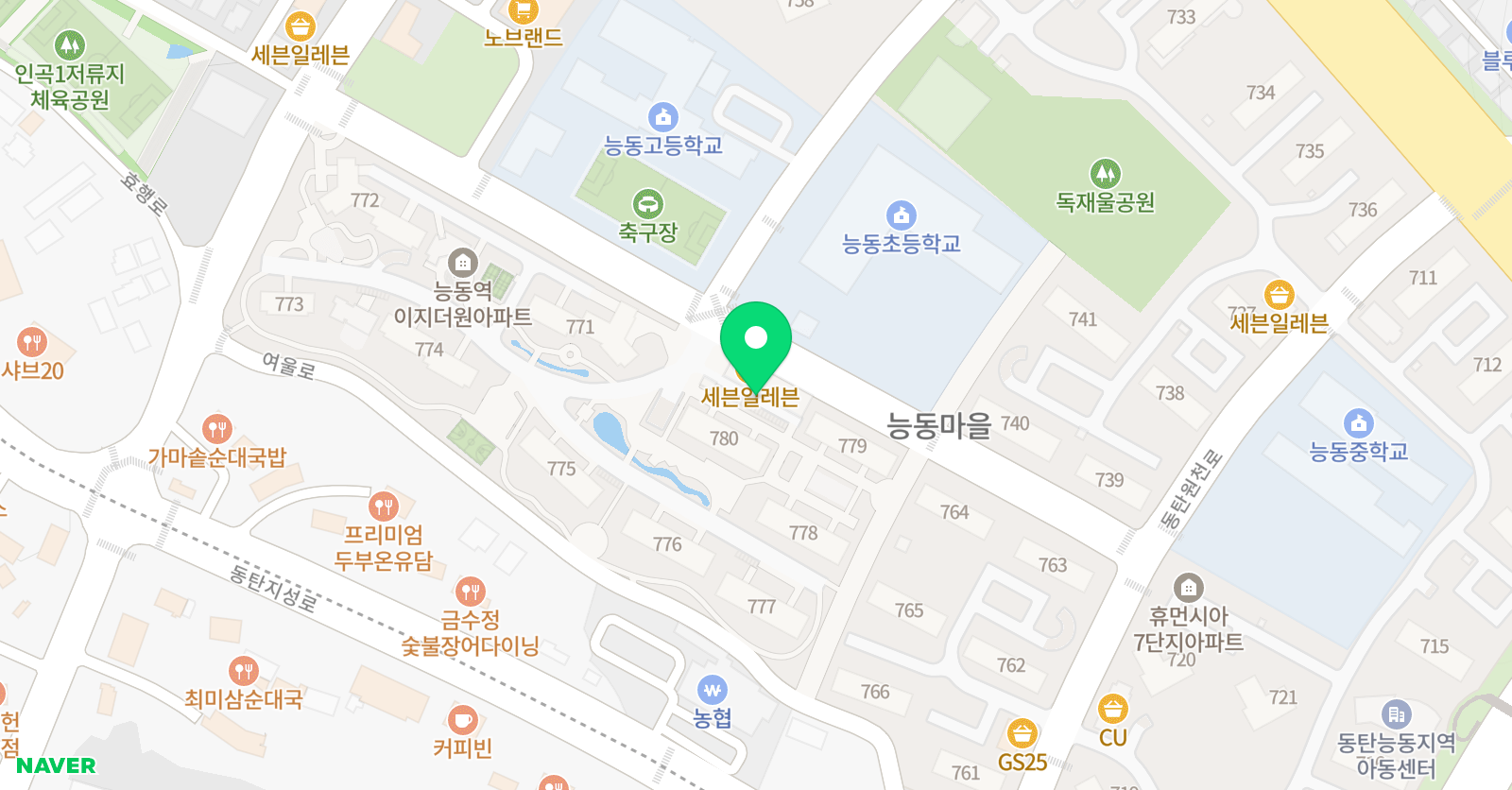 튼튼영어마스터클럽 화성능동초클럽 위치