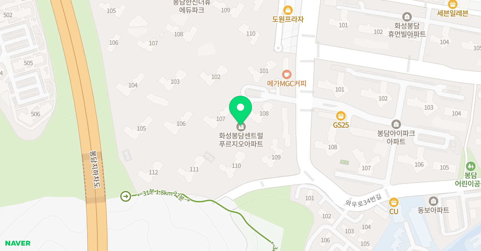 뮤엠영어 힐스테이트봉담프라이드시티NEST 위치