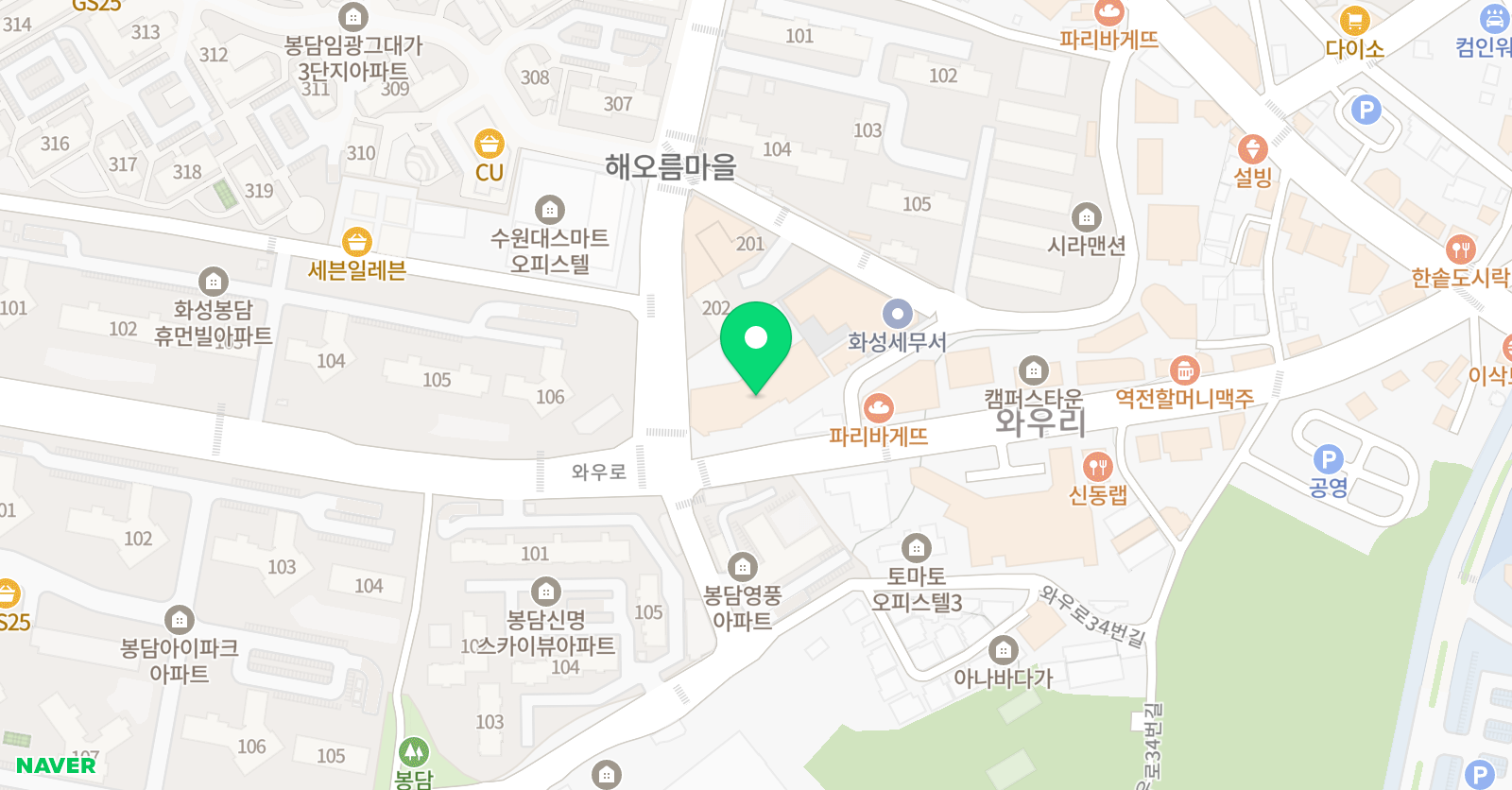 튼튼영어마스터클럽 영어 봉담와우점 위치