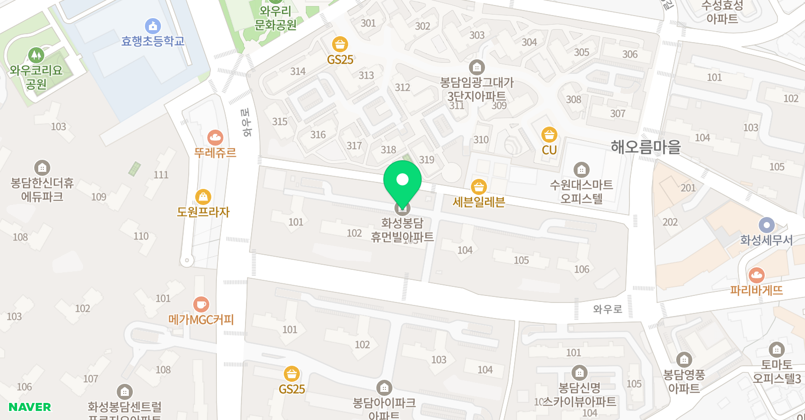 책통클럽 클럽 봉담 휴먼빌 점 위치