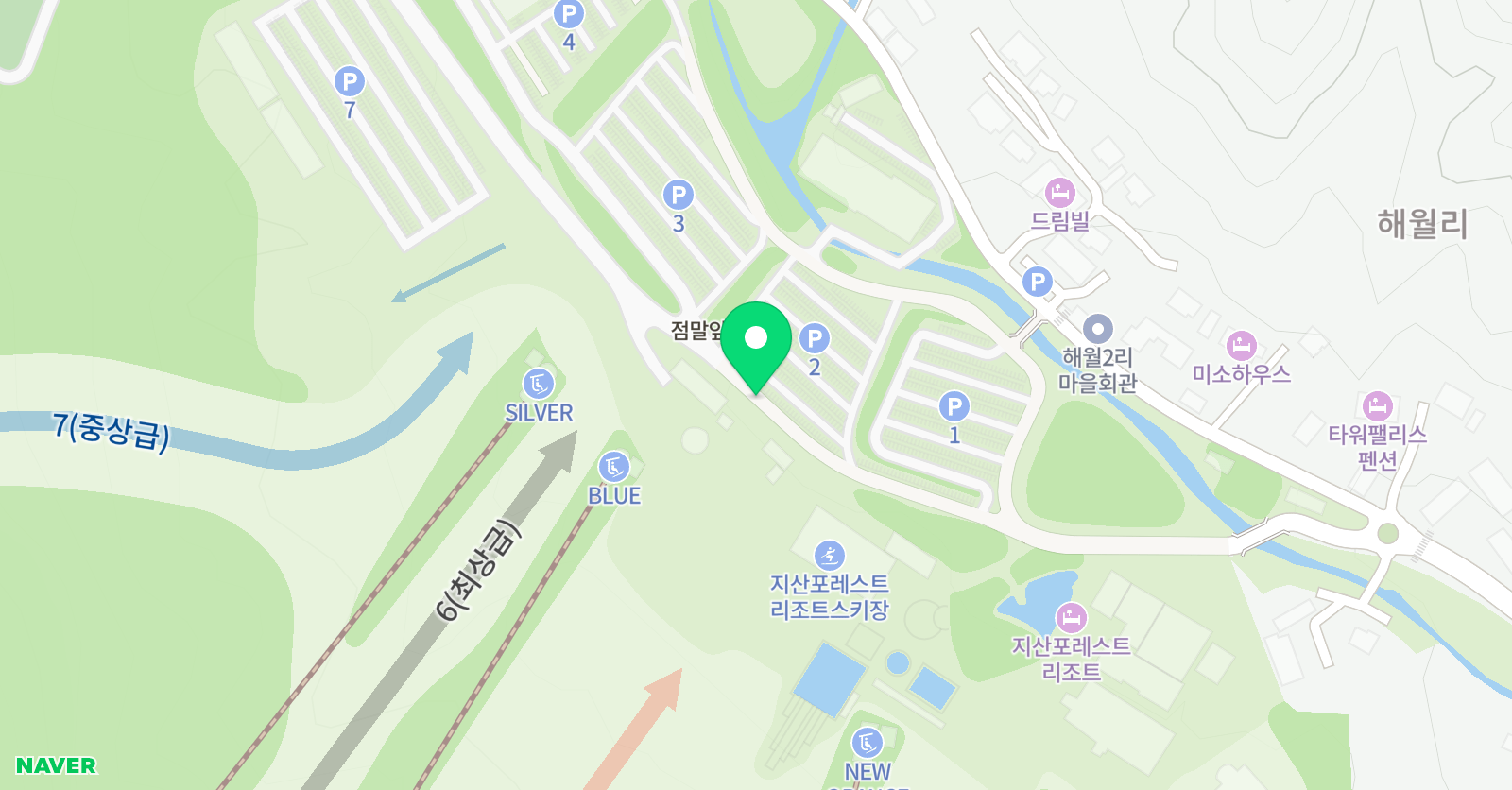 지산스키장 강습 모스키 위치
