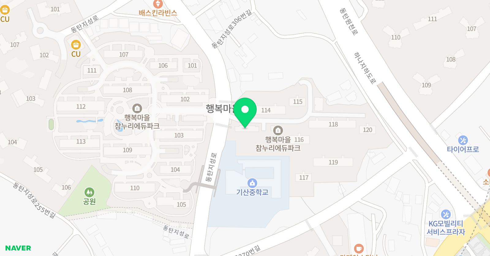 뮤엠영어 기탄사고력교실 기산참누리SKY 위치