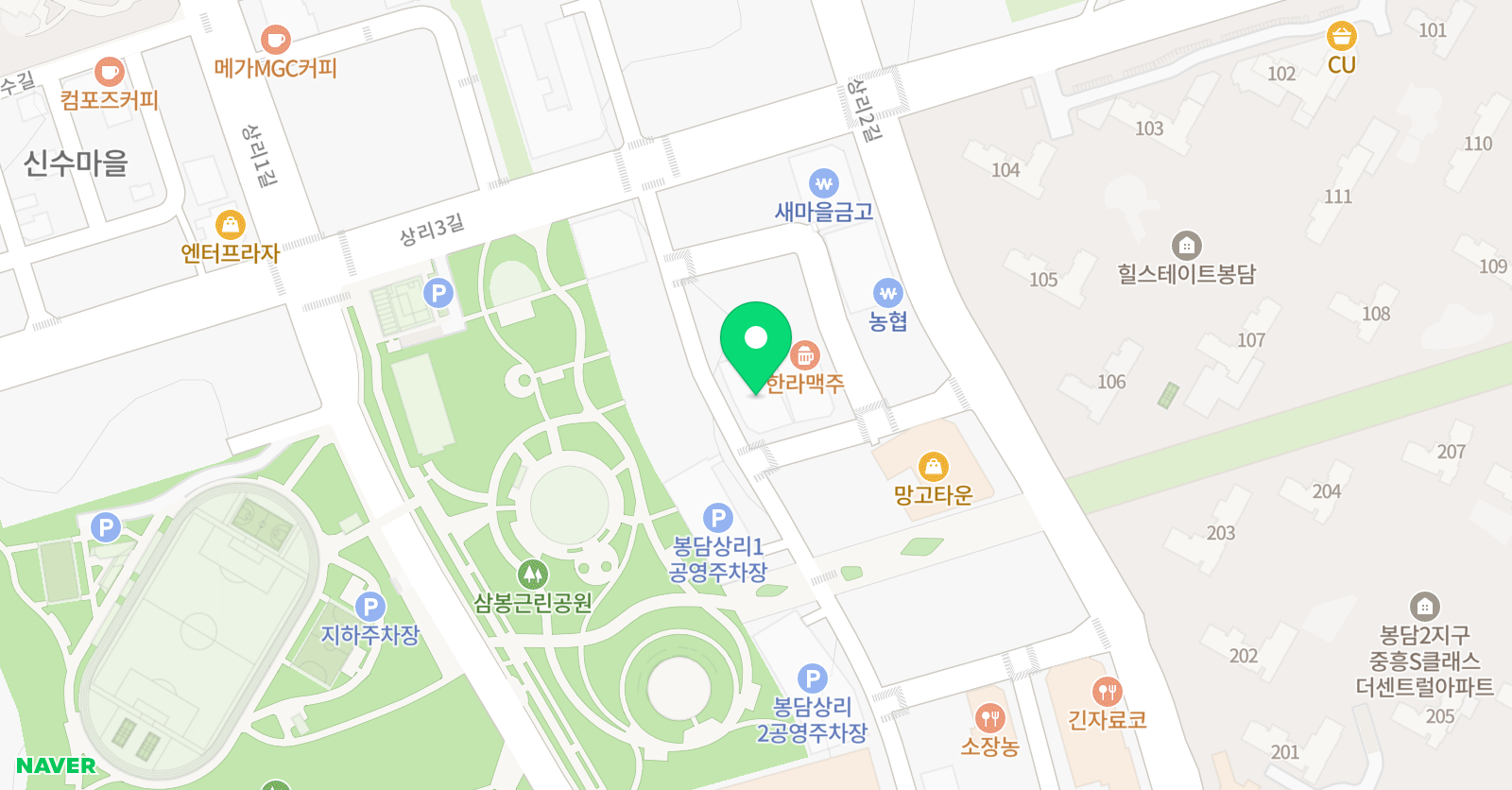 블룸 영어학원 봉담2지구 위치