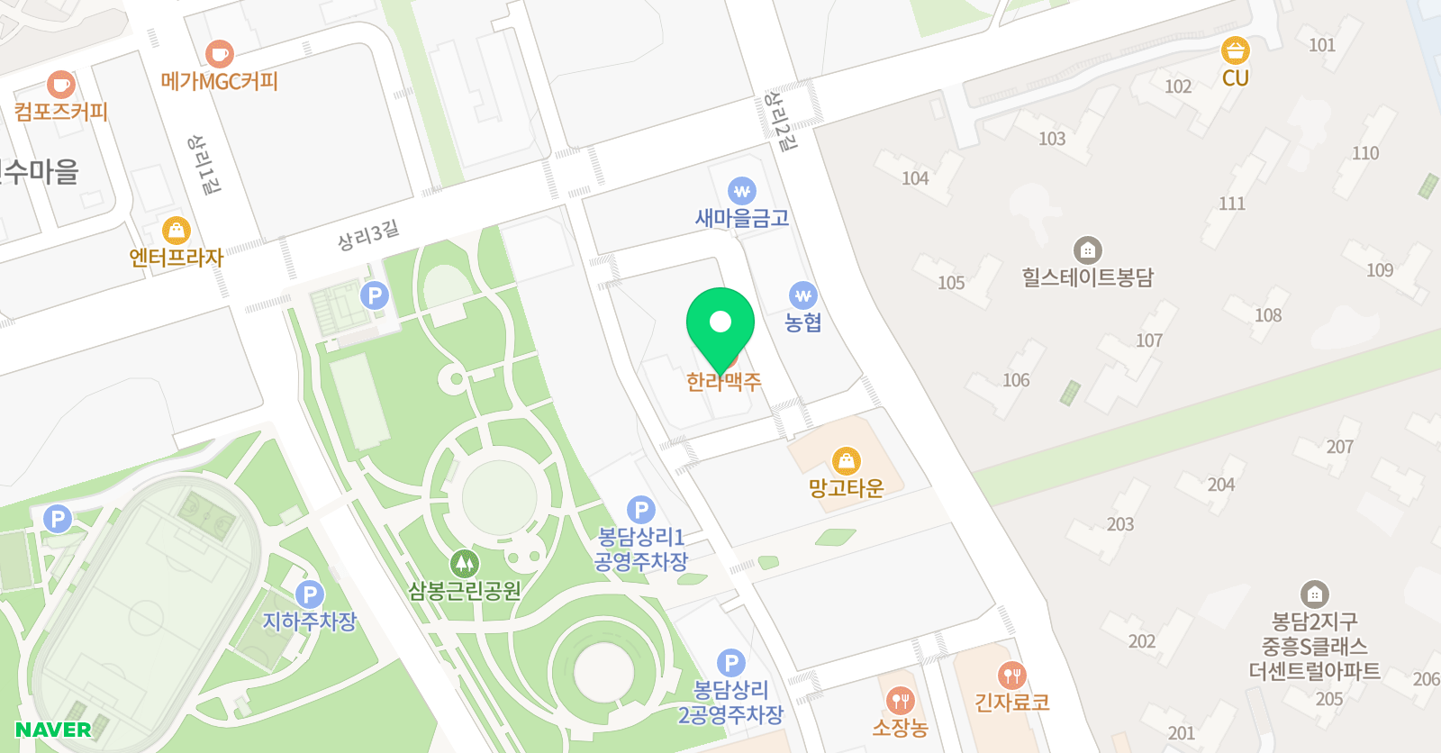 파머스 영어 봉담2지구센트럴학원 위치