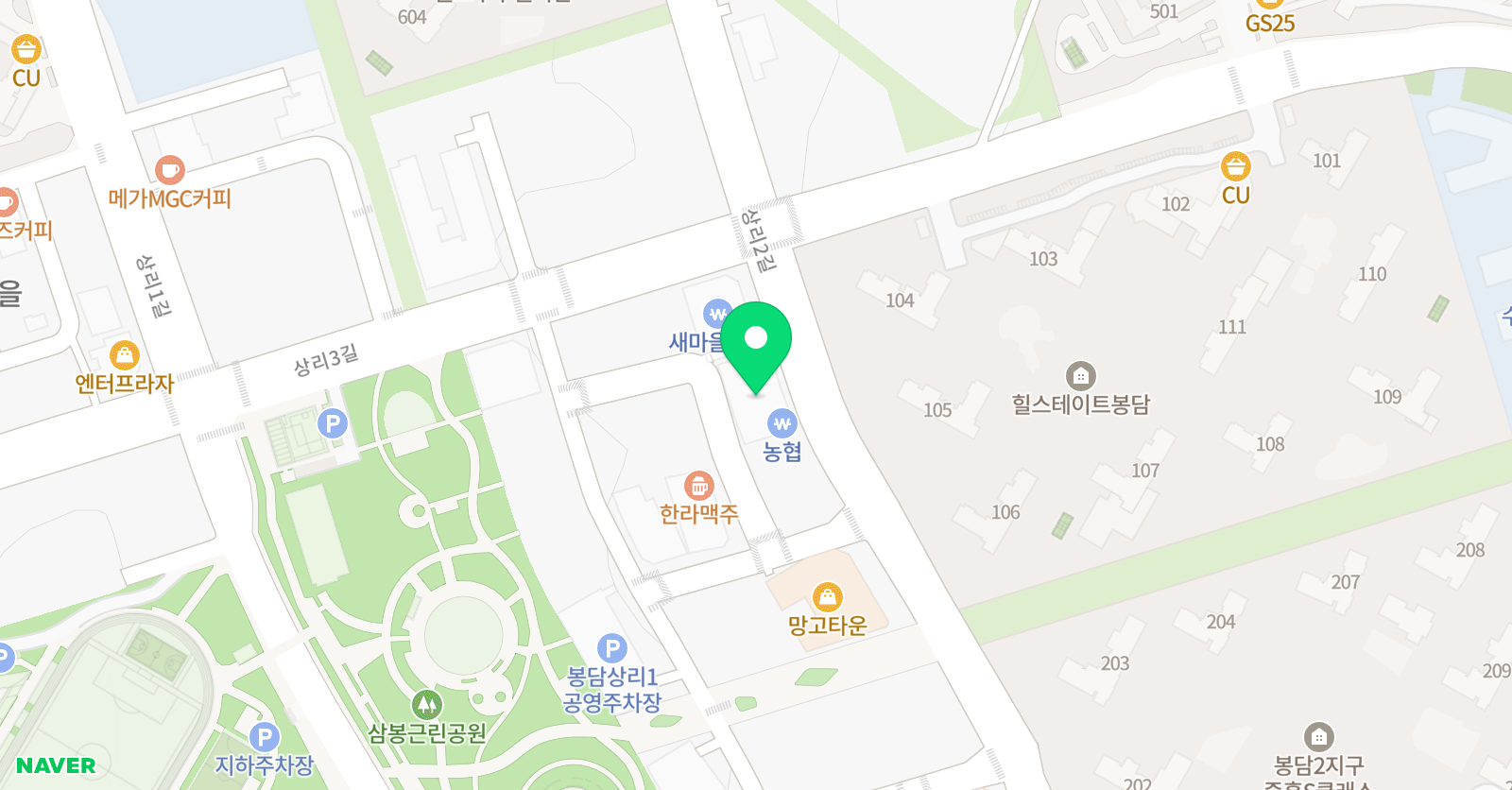 잉글리시브레인스튜디오 영어학원 봉담2지구점 위치