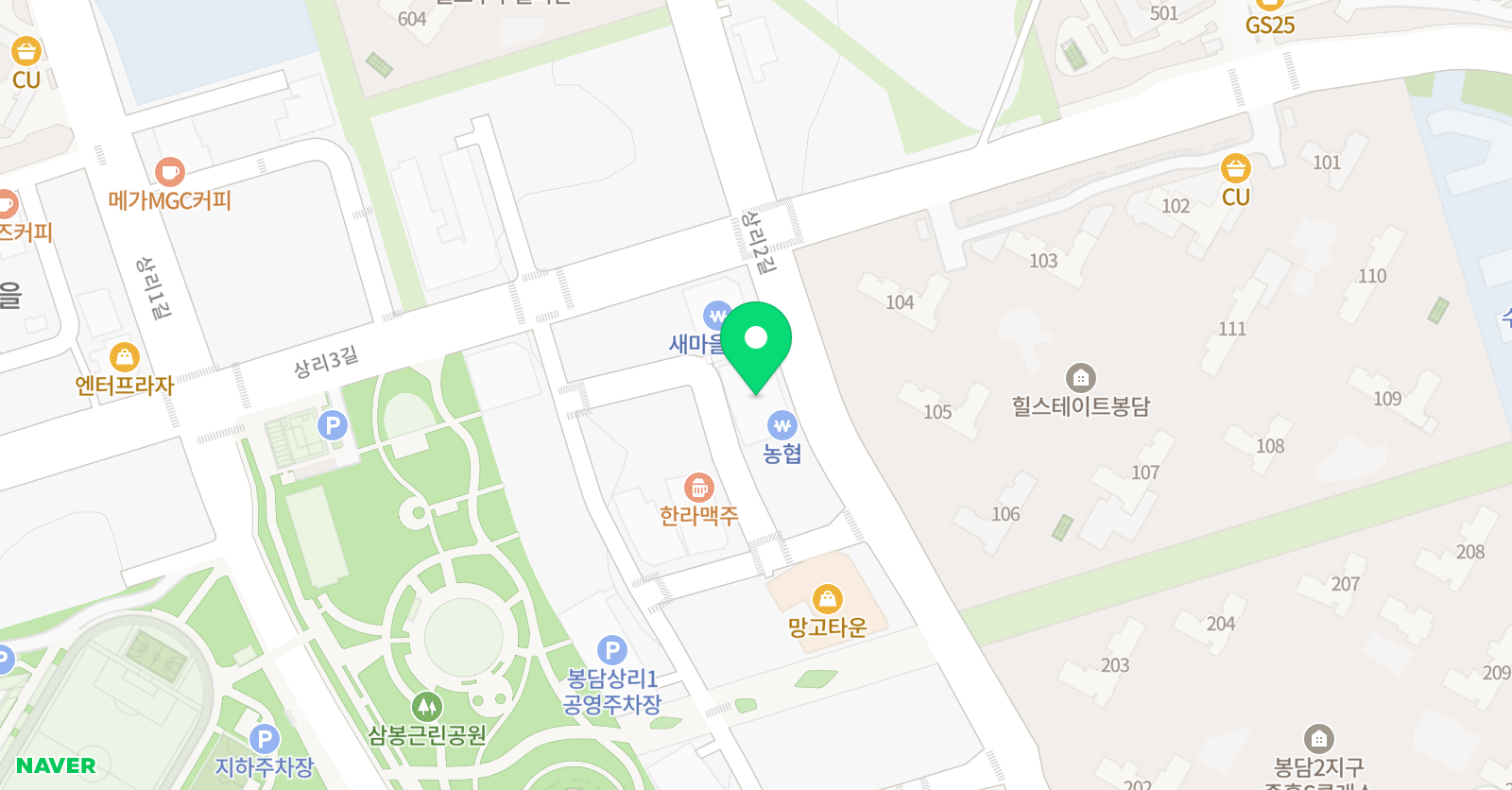 봉담더수학학원 위치
