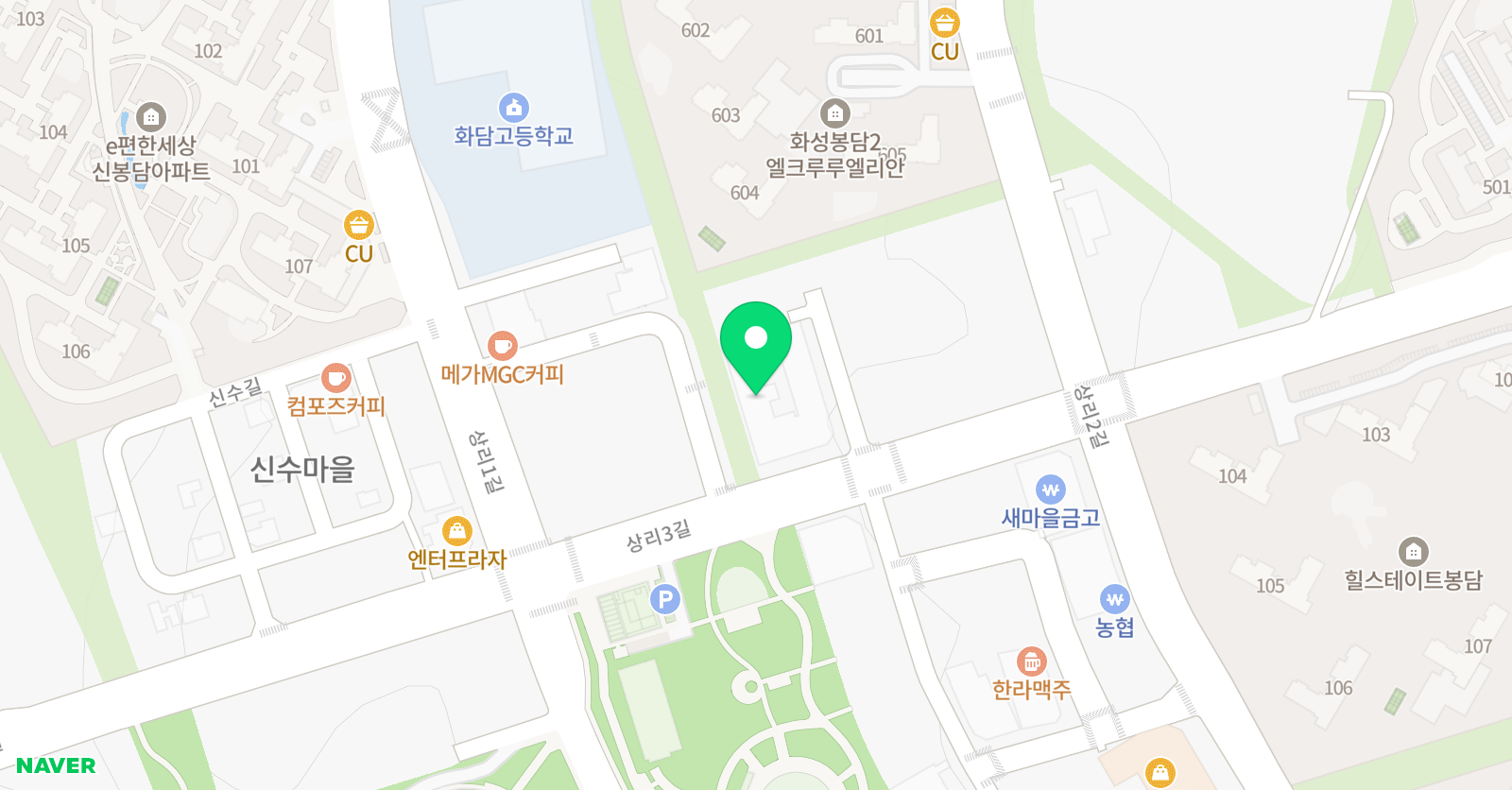 숨은원리수학학원 봉담점 위치