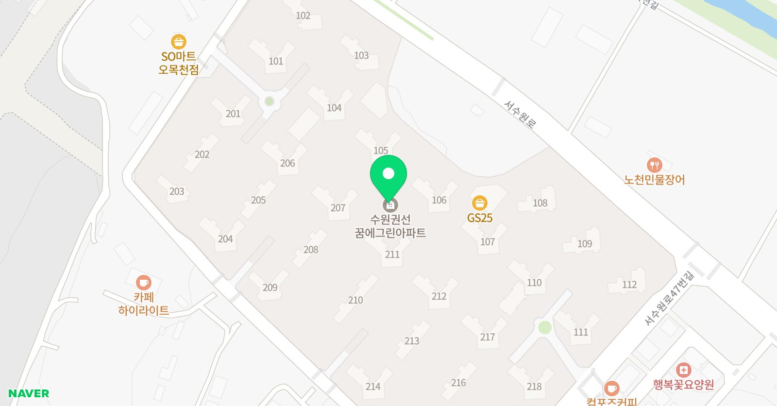 아소비 수원오목천꿈에그린점 위치