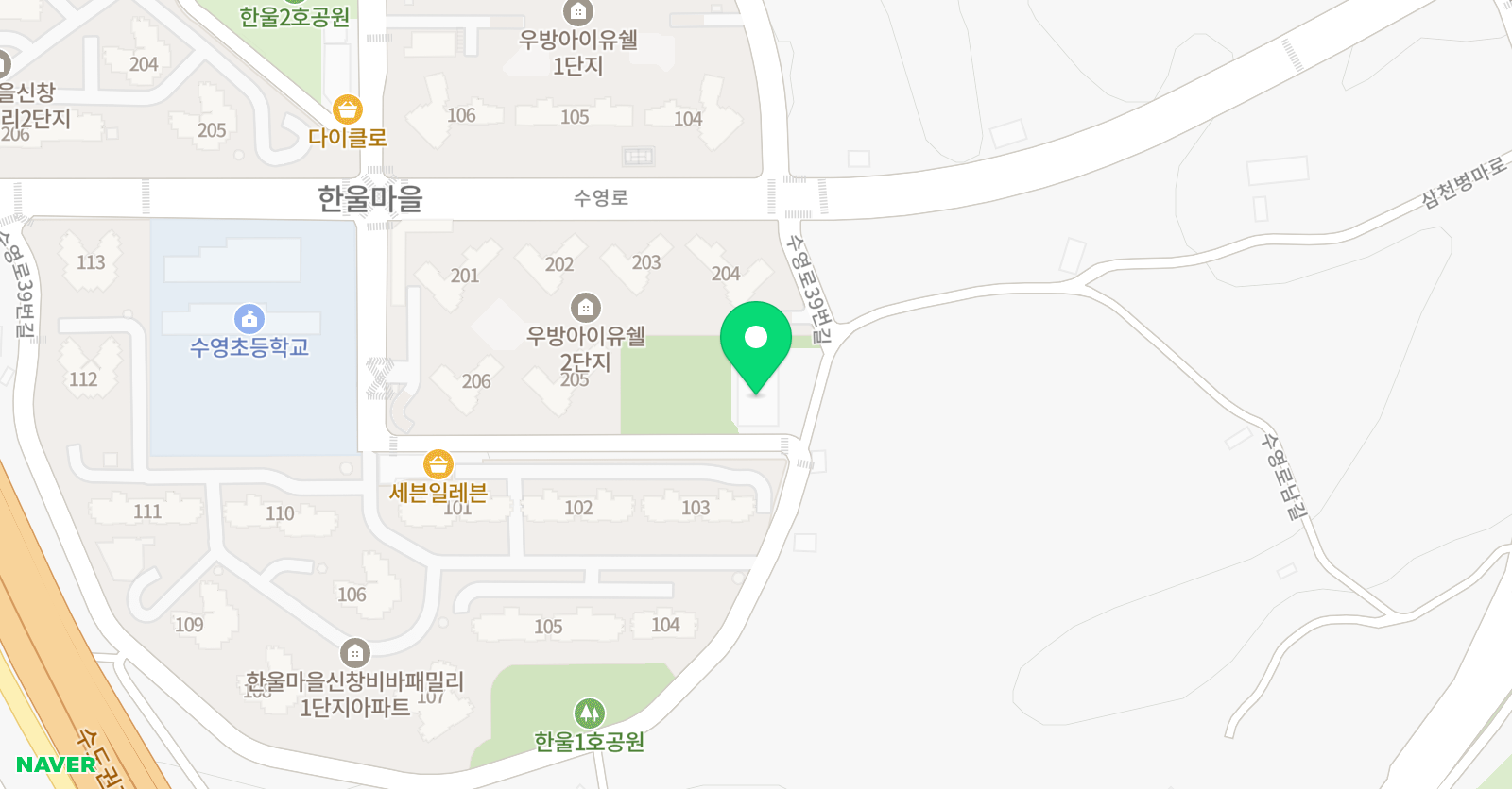 리드인 수영초점 위치