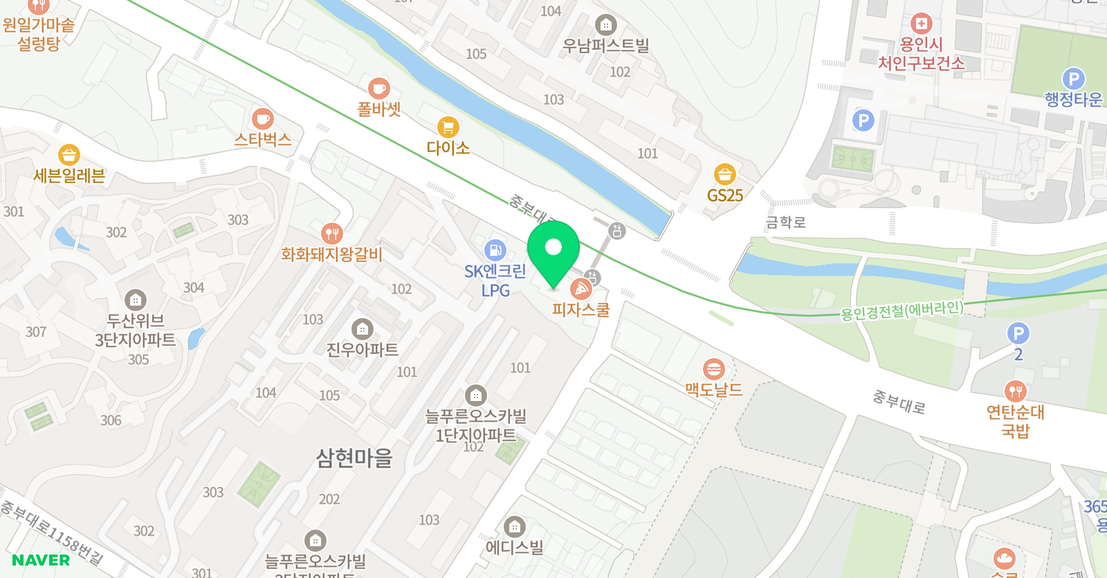 용인대 정도 태권도 위치
