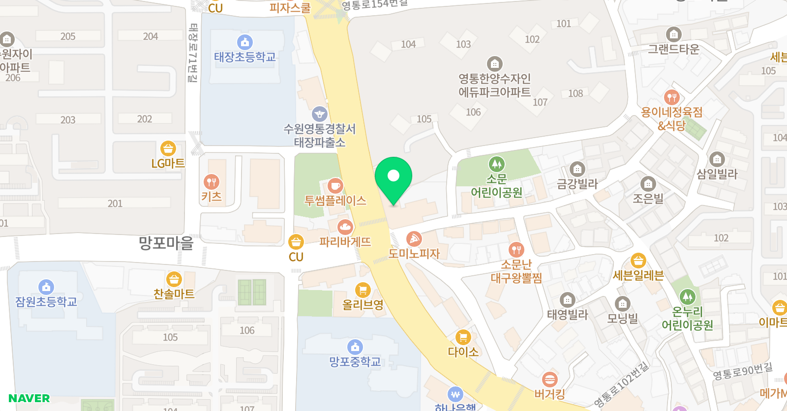 PEC 스포츠아카데미 망포점 위치