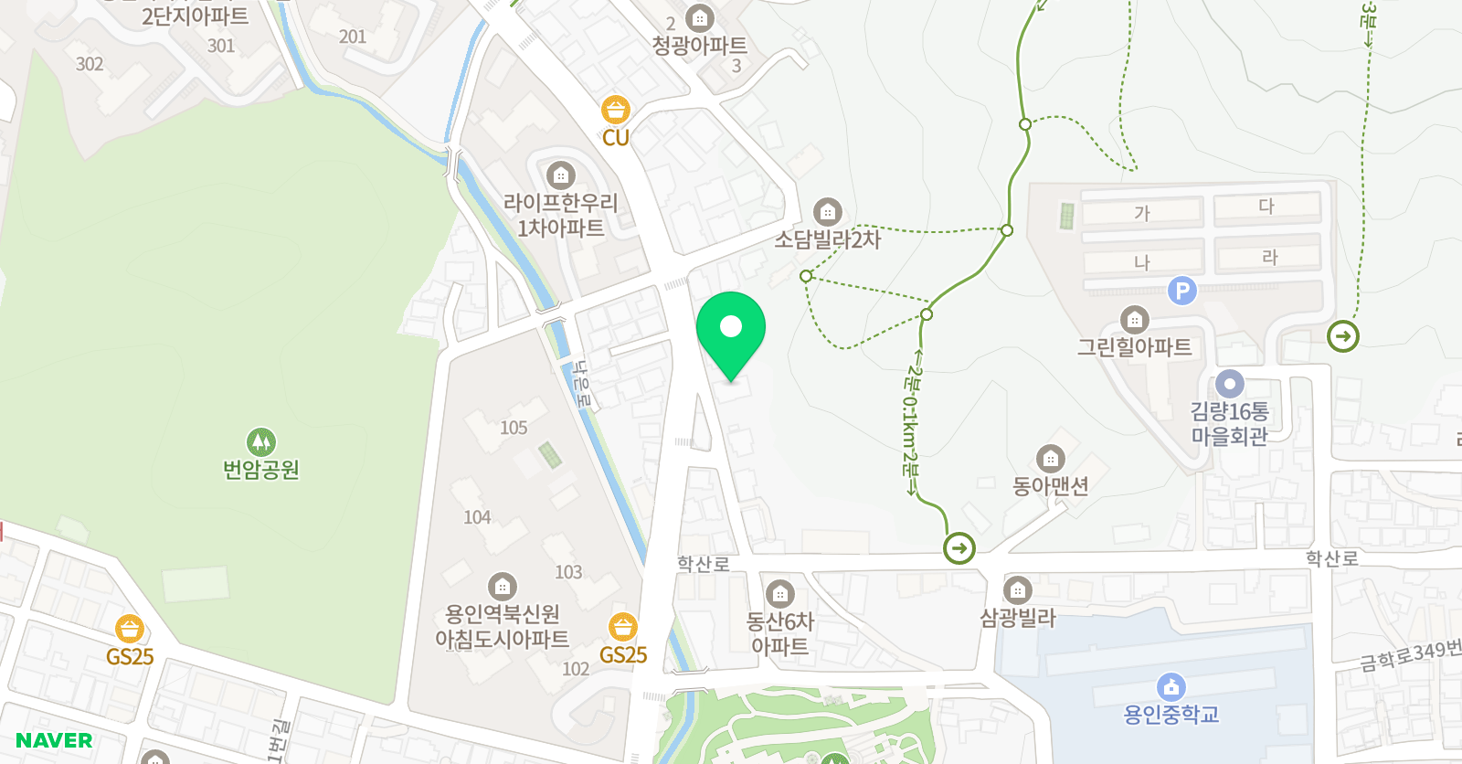 용인대 타이곤 태권도 1관 위치