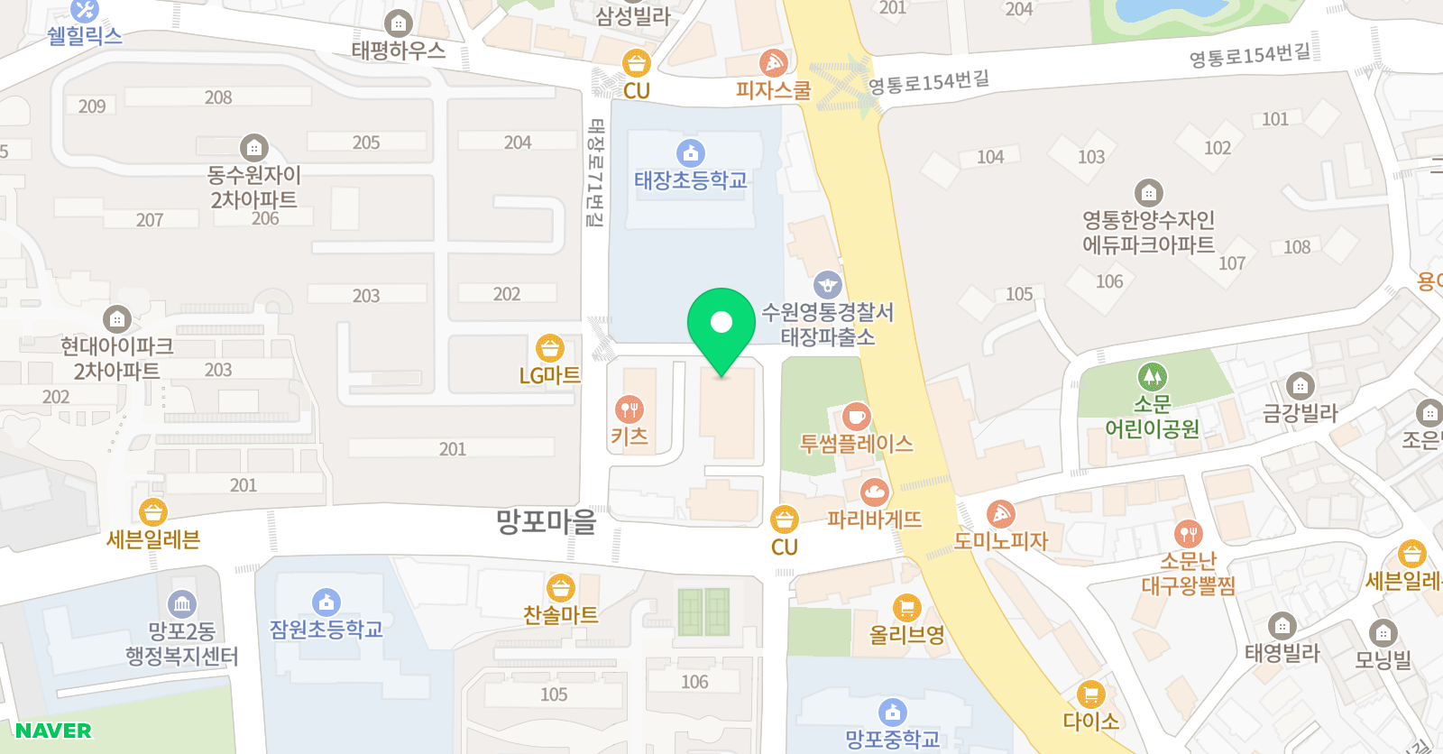 아카데미창 망포퍼스트점 위치