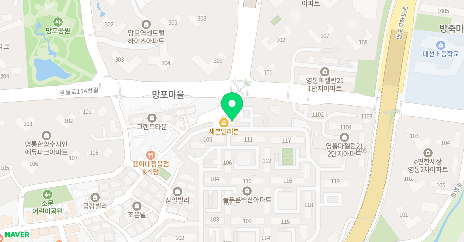 스마트해법 수학 수원 망포 늘푸른벽산1점 위치