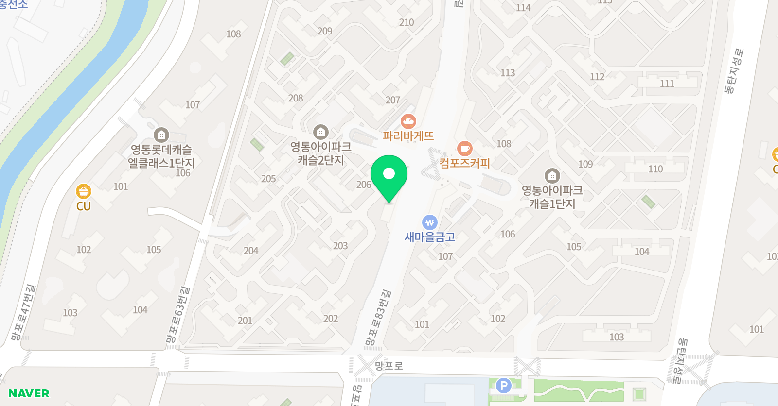 아트앤하트 미술학원 영통아이파크캐슬 위치