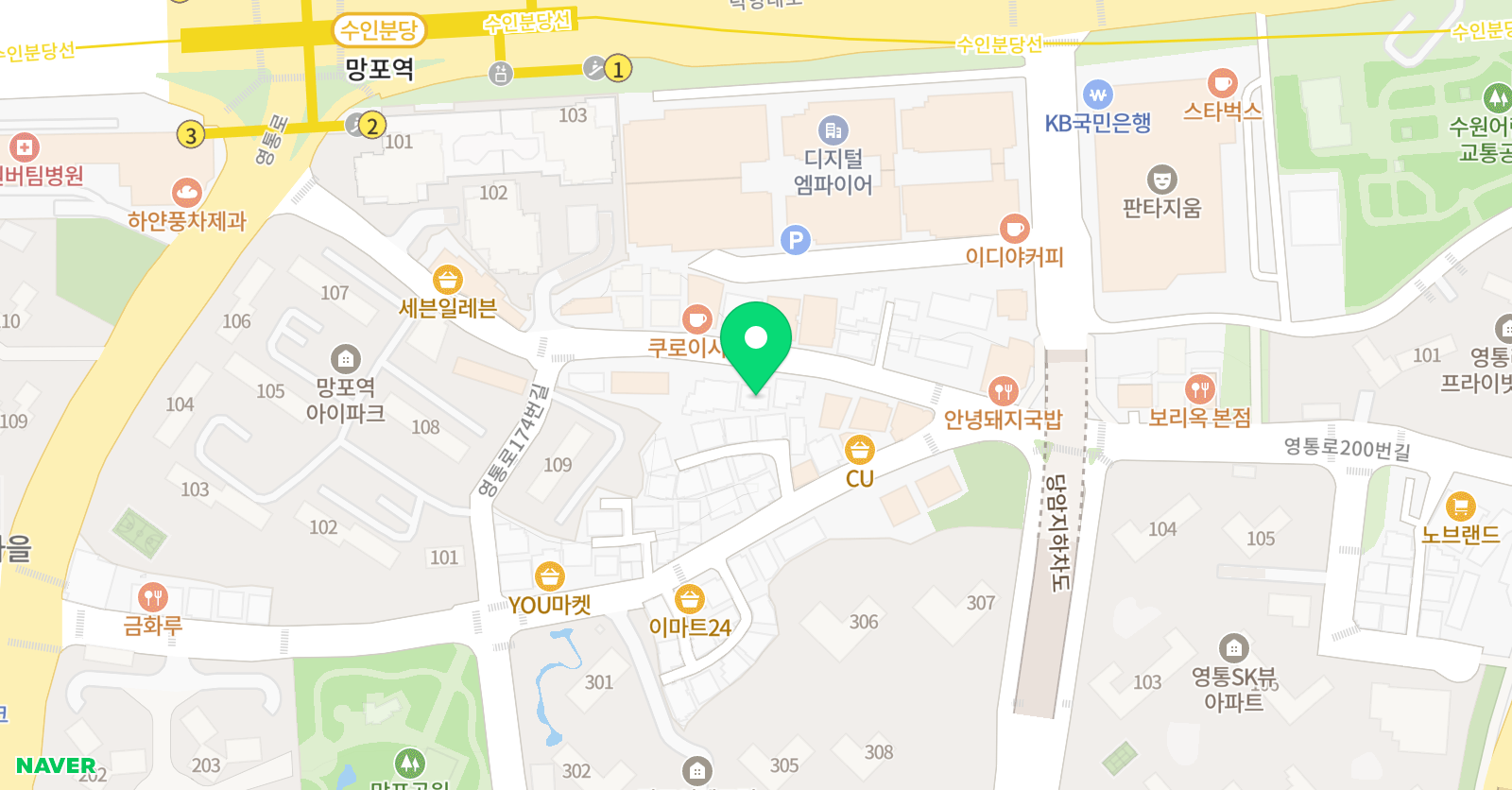 시온뮤직 수원망포점 위치