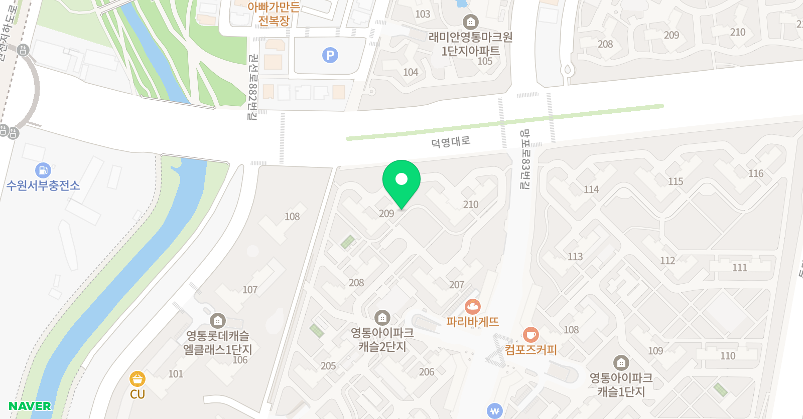 기탄 사고력교실 영통 아이파크캐슬2 단지점 위치