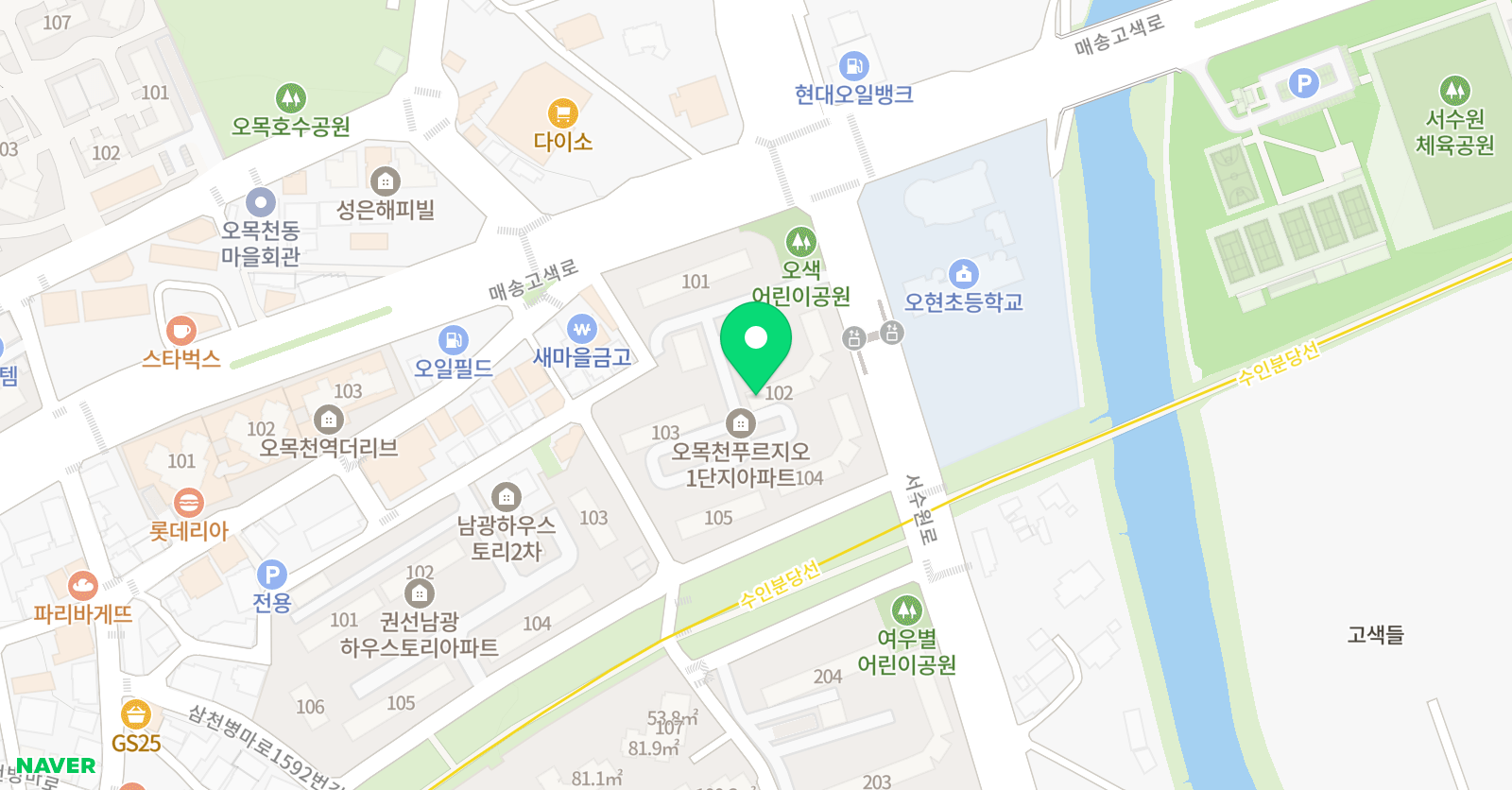 3030 영어 오목천푸르지오센터 위치