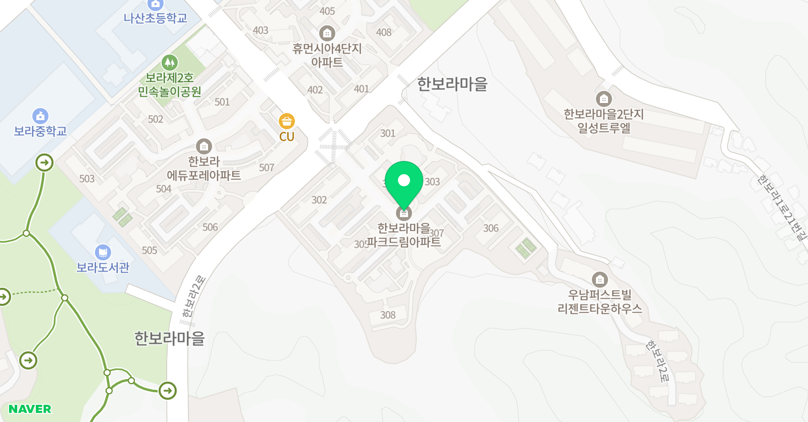 한보라 3단지 푸르넷 공부방 위치