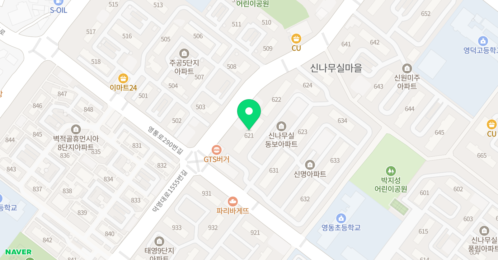 뮤엠 영어 영통동보신명 NEST 위치